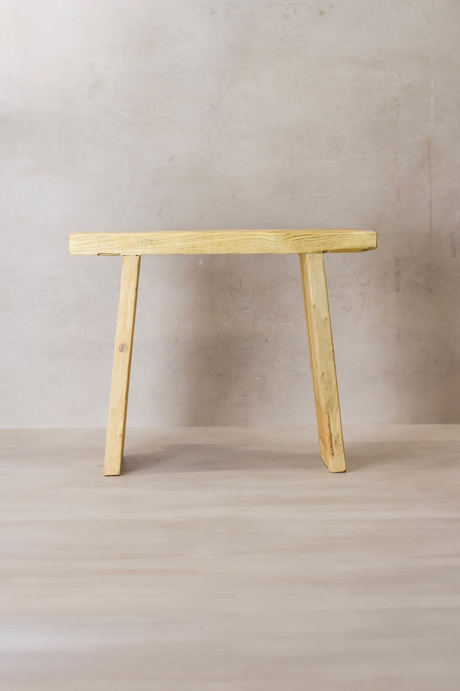 Vintage Rustic Square Elm Wood Stool - No 7