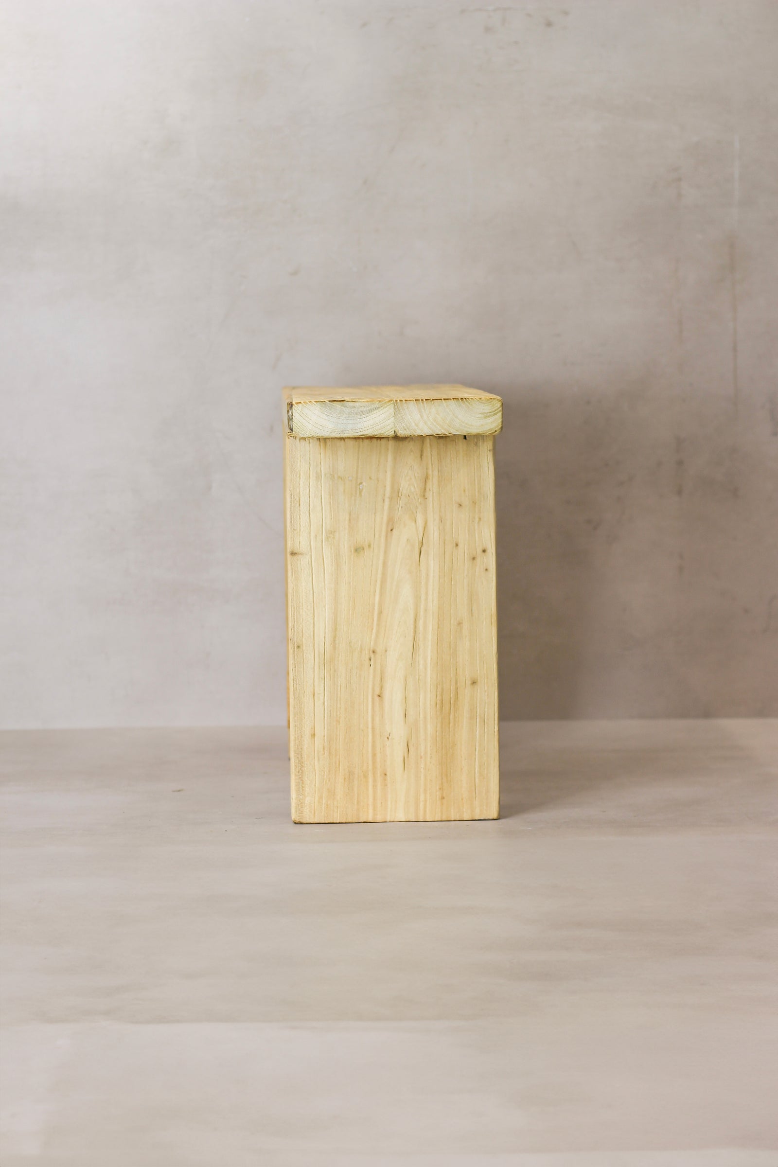 Vintage Rustic Square Elm Wood Stool - No 7