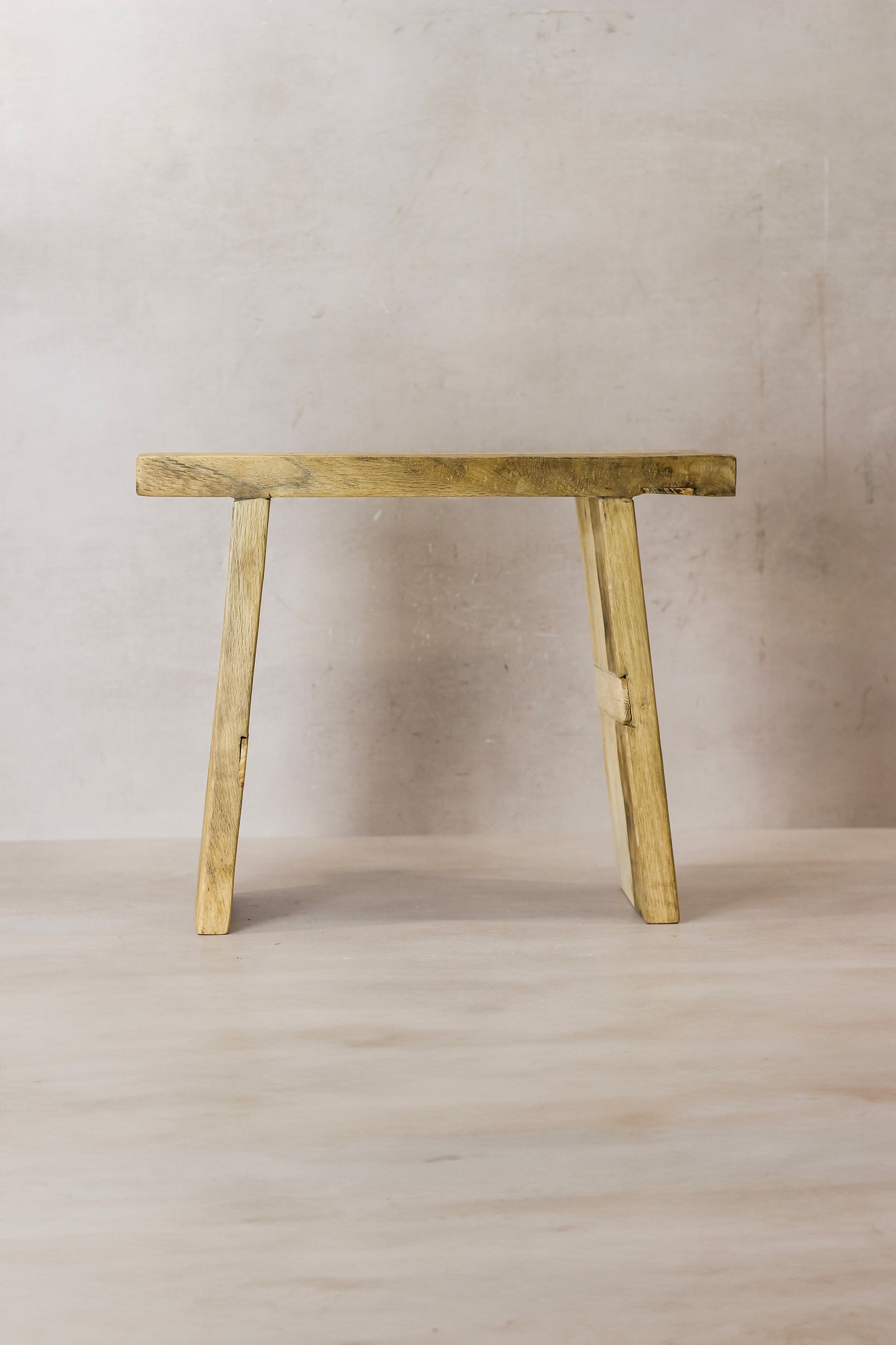 Vintage Rustic Square Elm Wood Stool - No 8