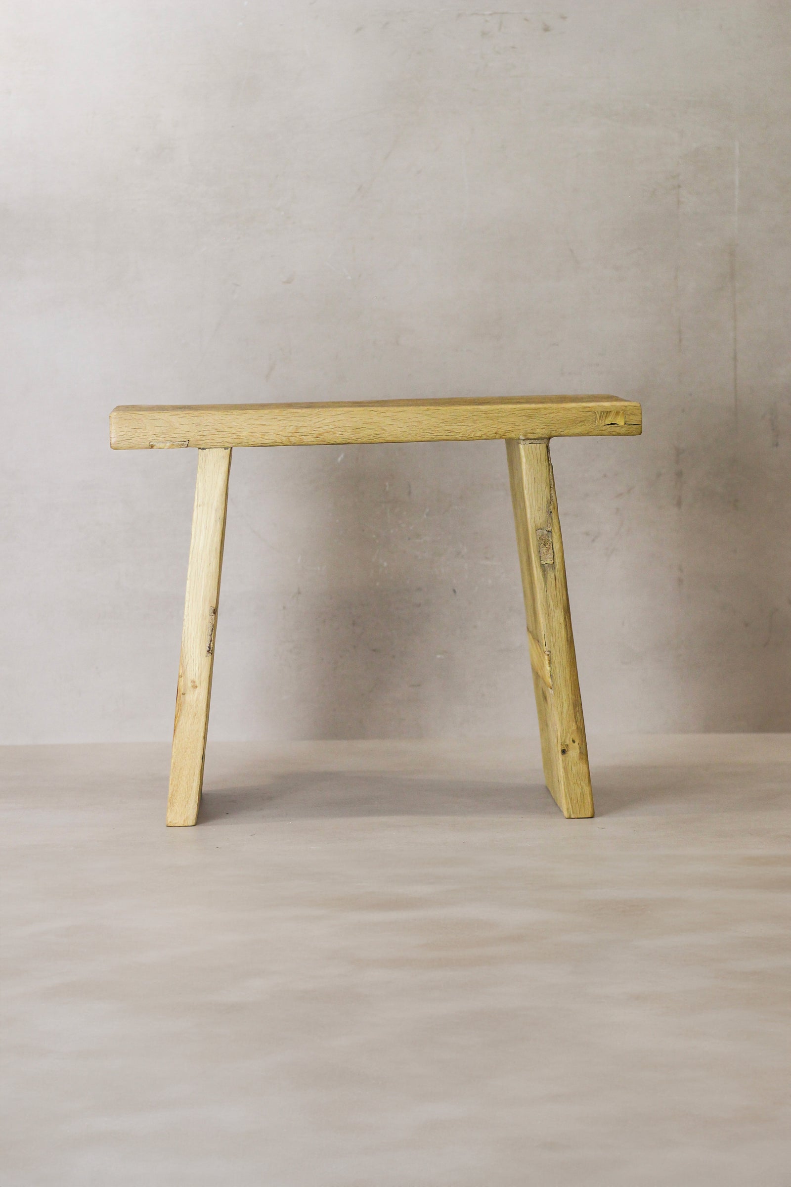 Vintage Rustic Square Elm Wood Stool - No 8