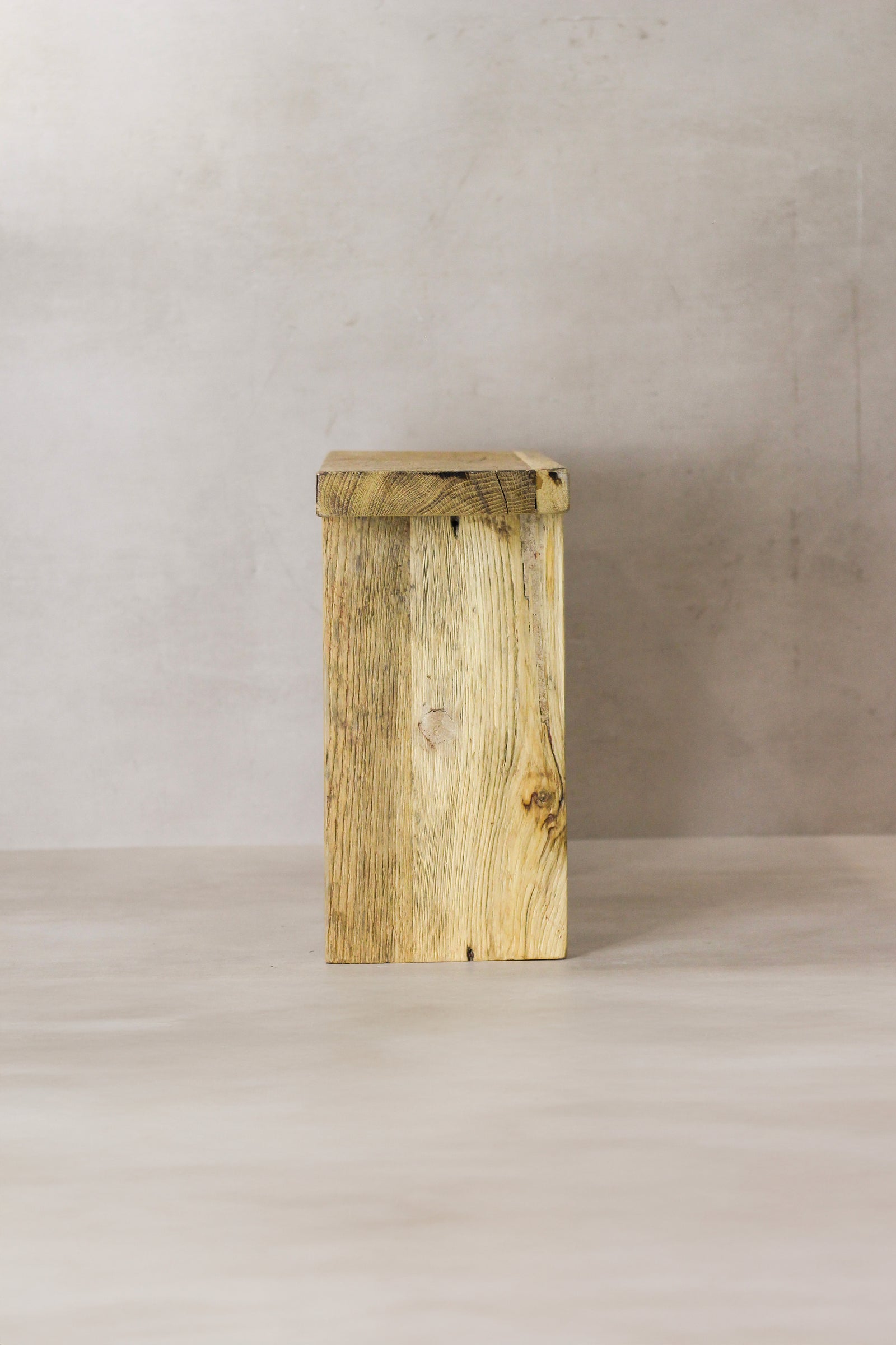 Vintage Rustic Square Elm Wood Stool - No 8