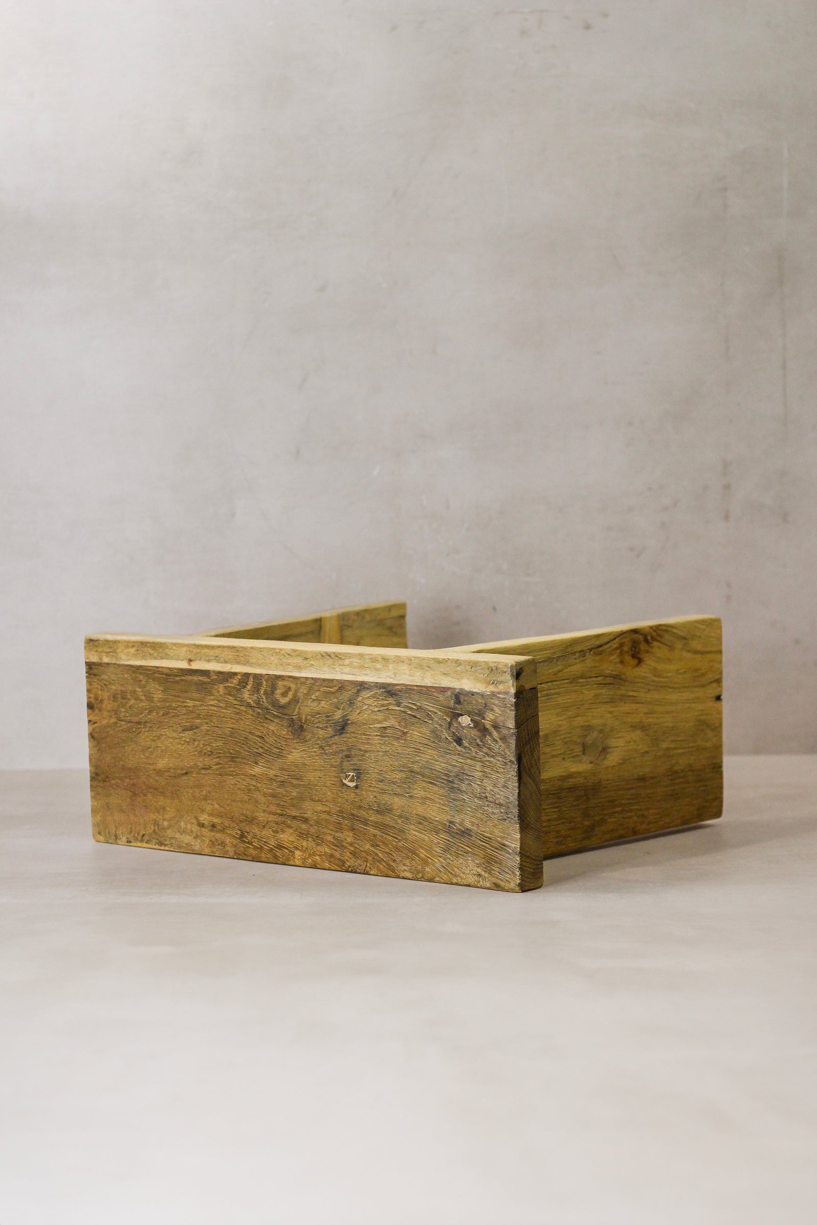 Vintage Rustic Square Elm Wood Stool - No 8