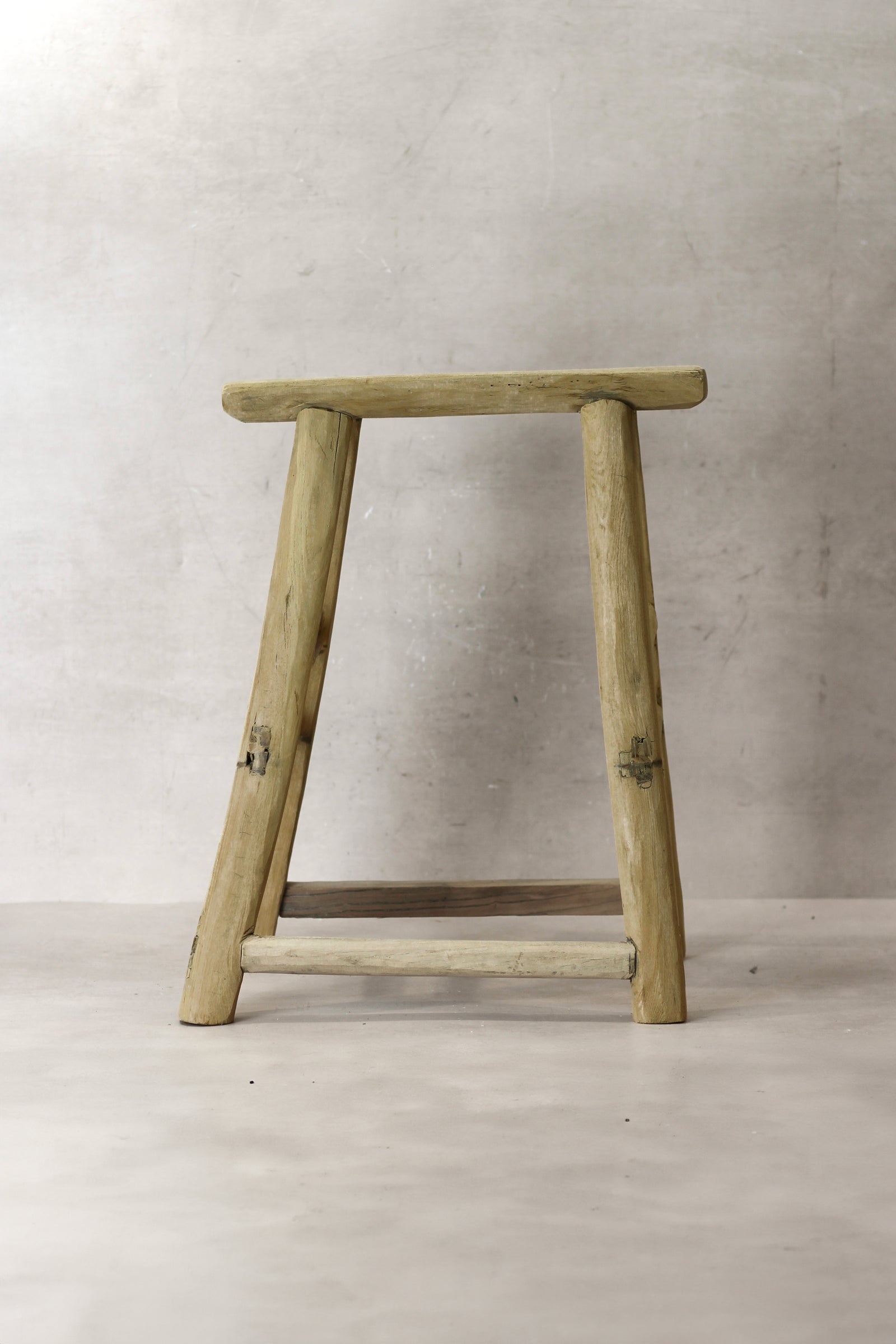 Vintage Rustic Elm Wood Stool - Medium - No 72