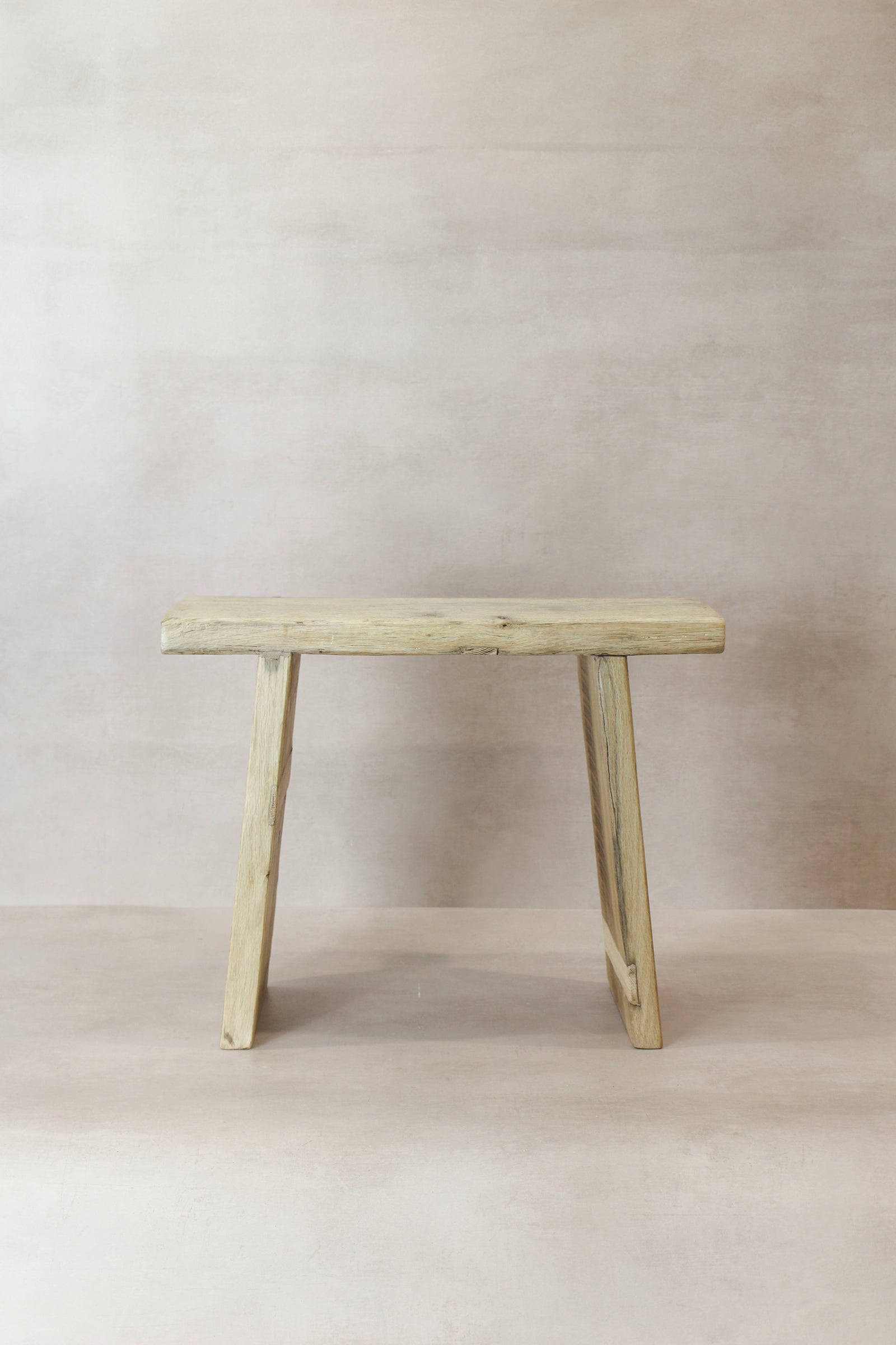 Vintage Rustic Square Elm Wood Stool - No 9