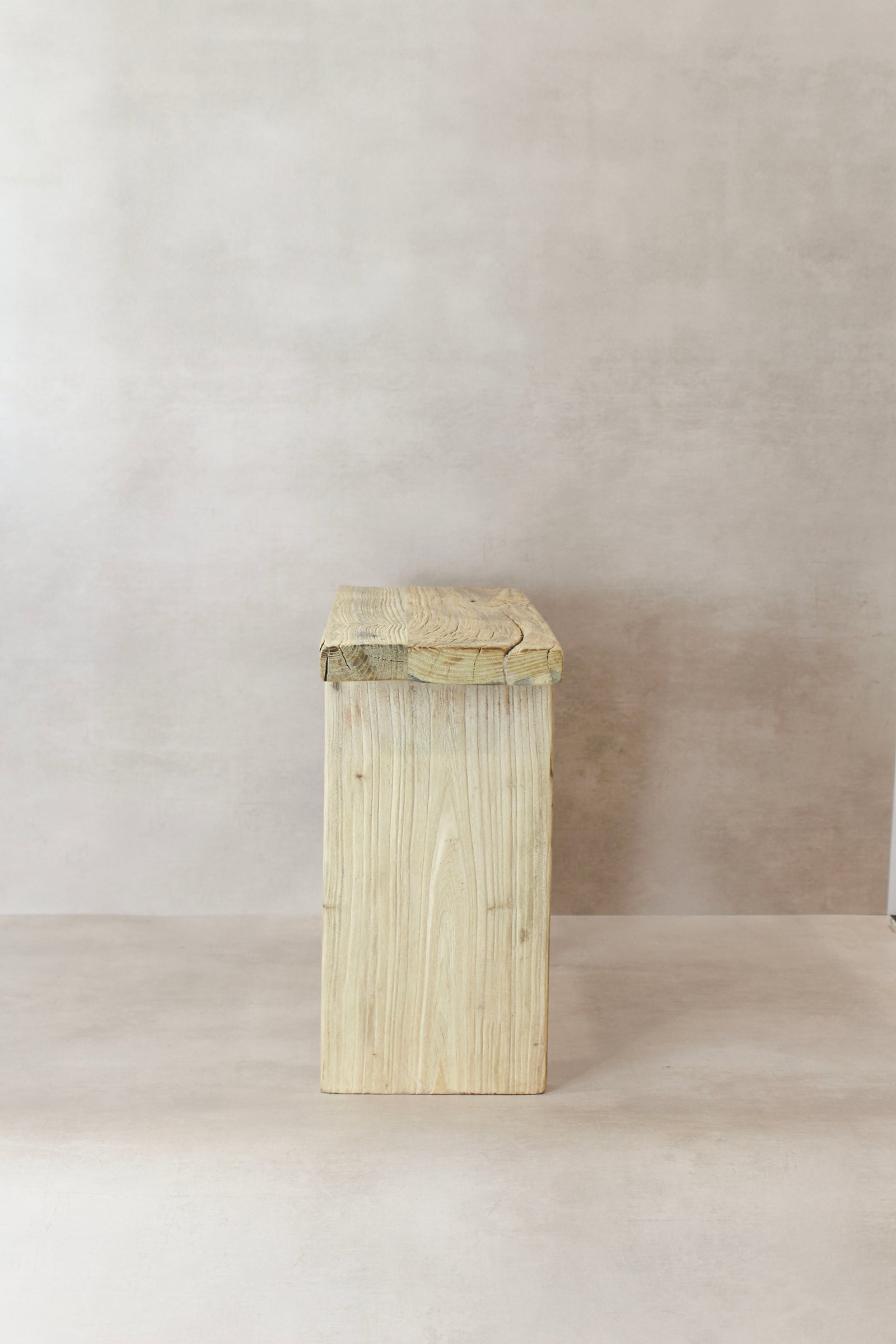 Vintage Rustic Square Elm Wood Stool - No 10