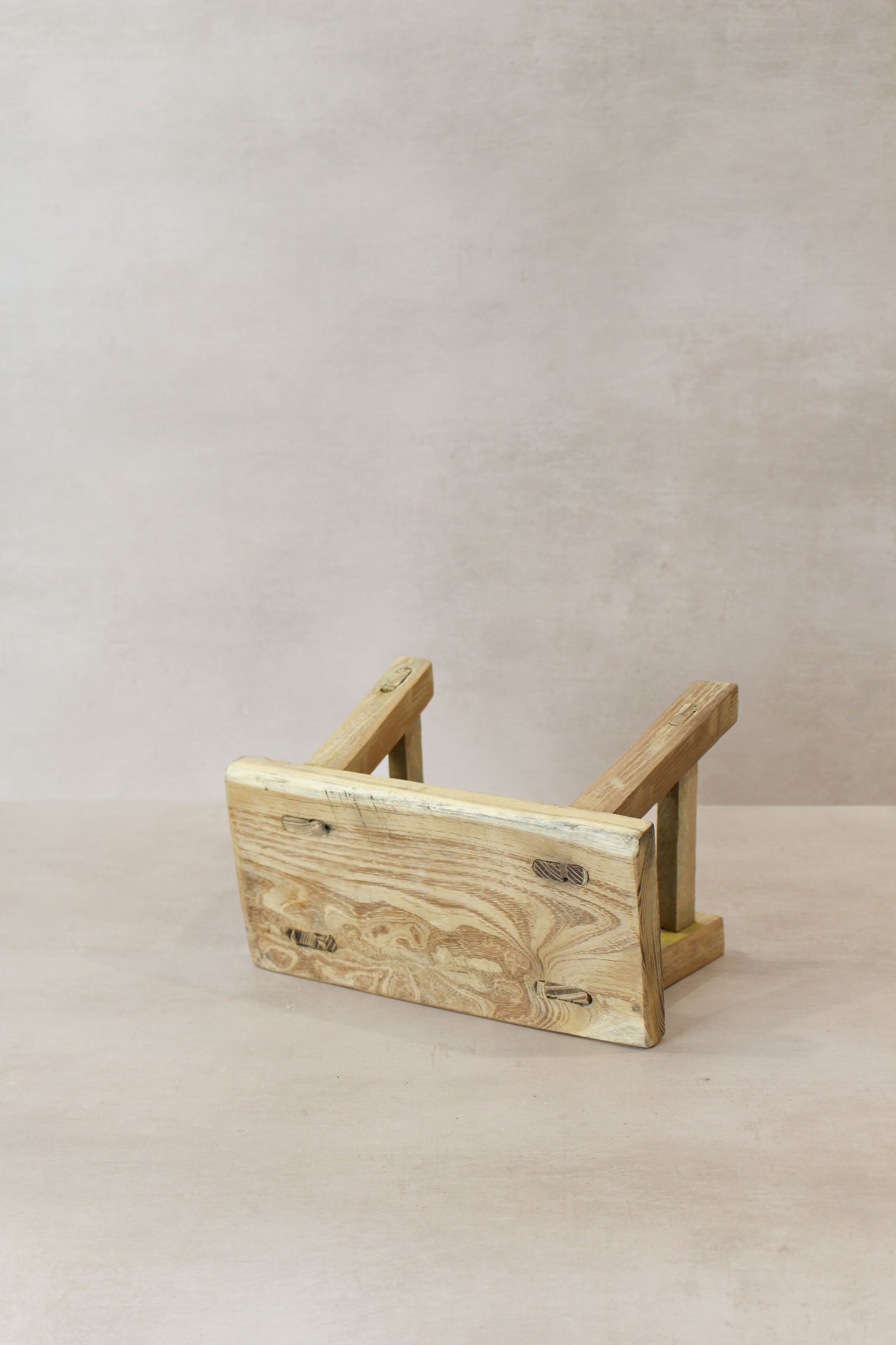 Vintage Rustic Elm Wood Stool - Small - No 17