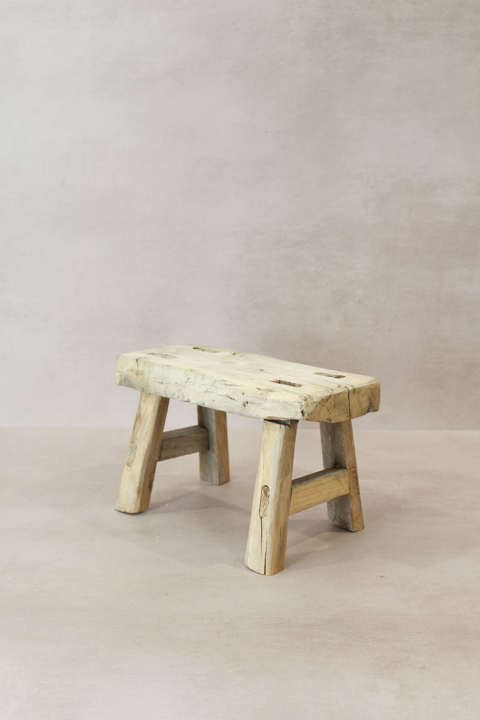 Vintage Rustic Elm Wood Stool - Small - No 18