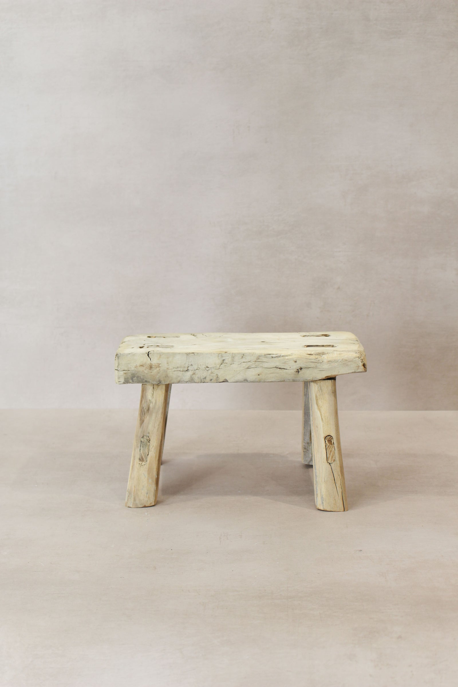 Vintage Rustic Elm Wood Stool - Small - No 18