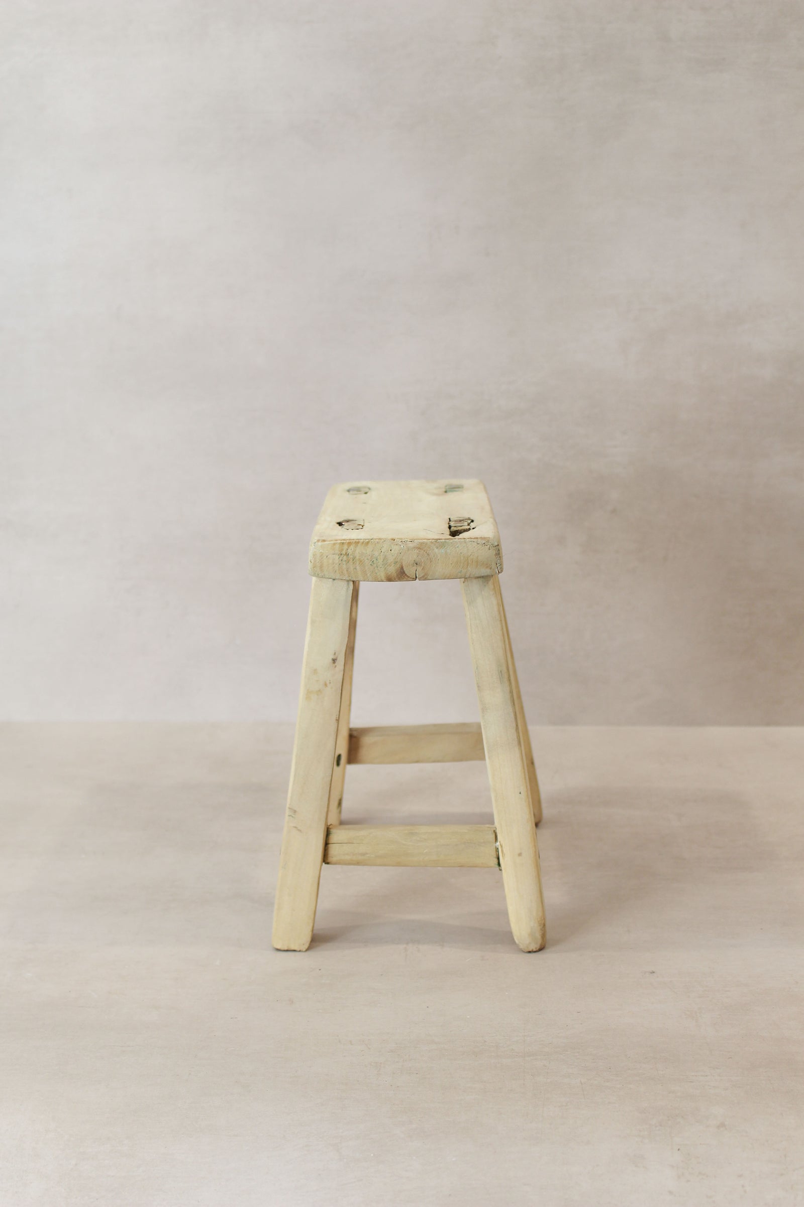 Vintage Rustic Elm Wood Stool - Small - No 19