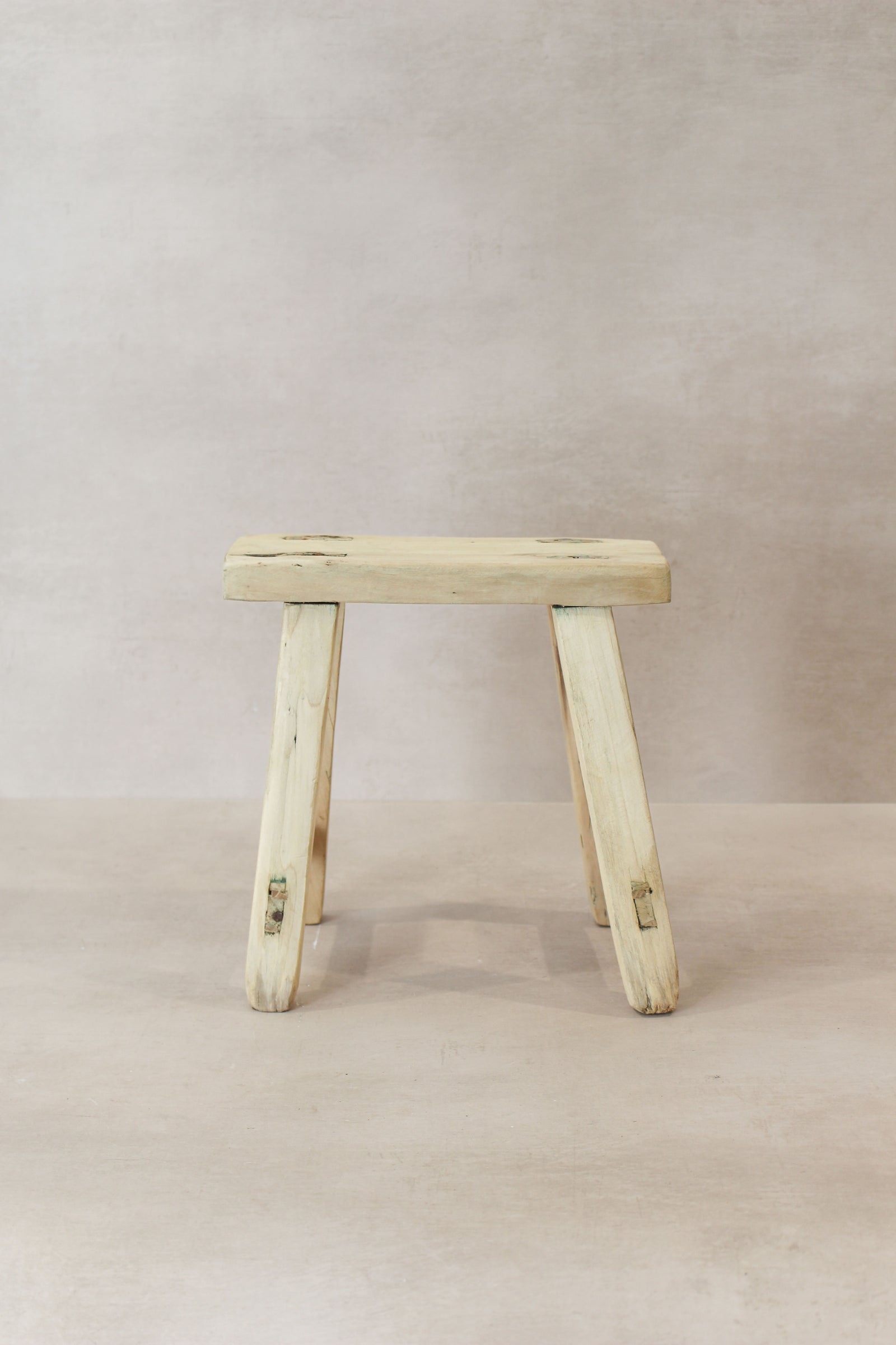 Vintage Rustic Elm Wood Stool - Small - No 19