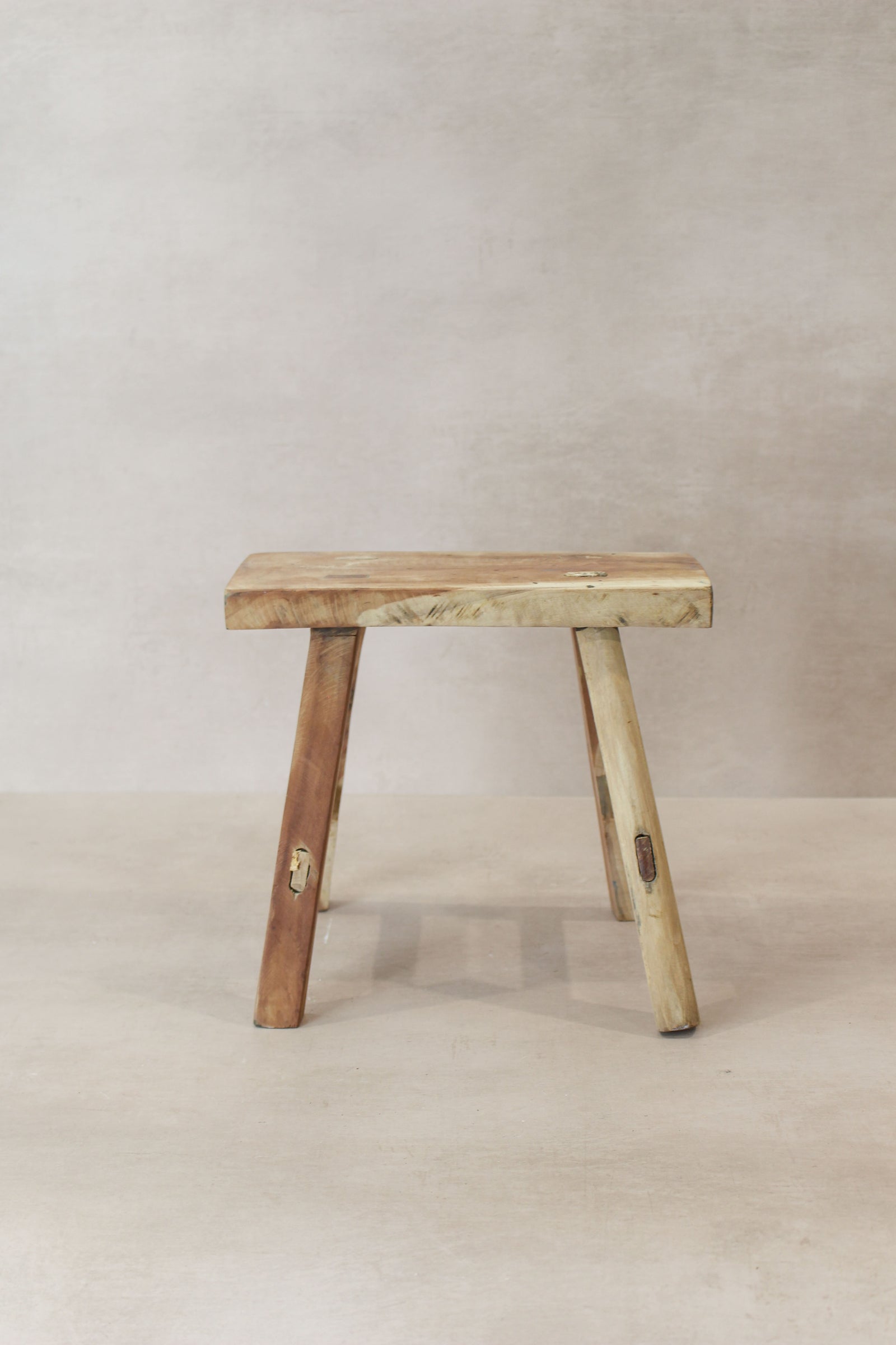 Vintage Rustic Elm Wood Stool - Small - No 20
