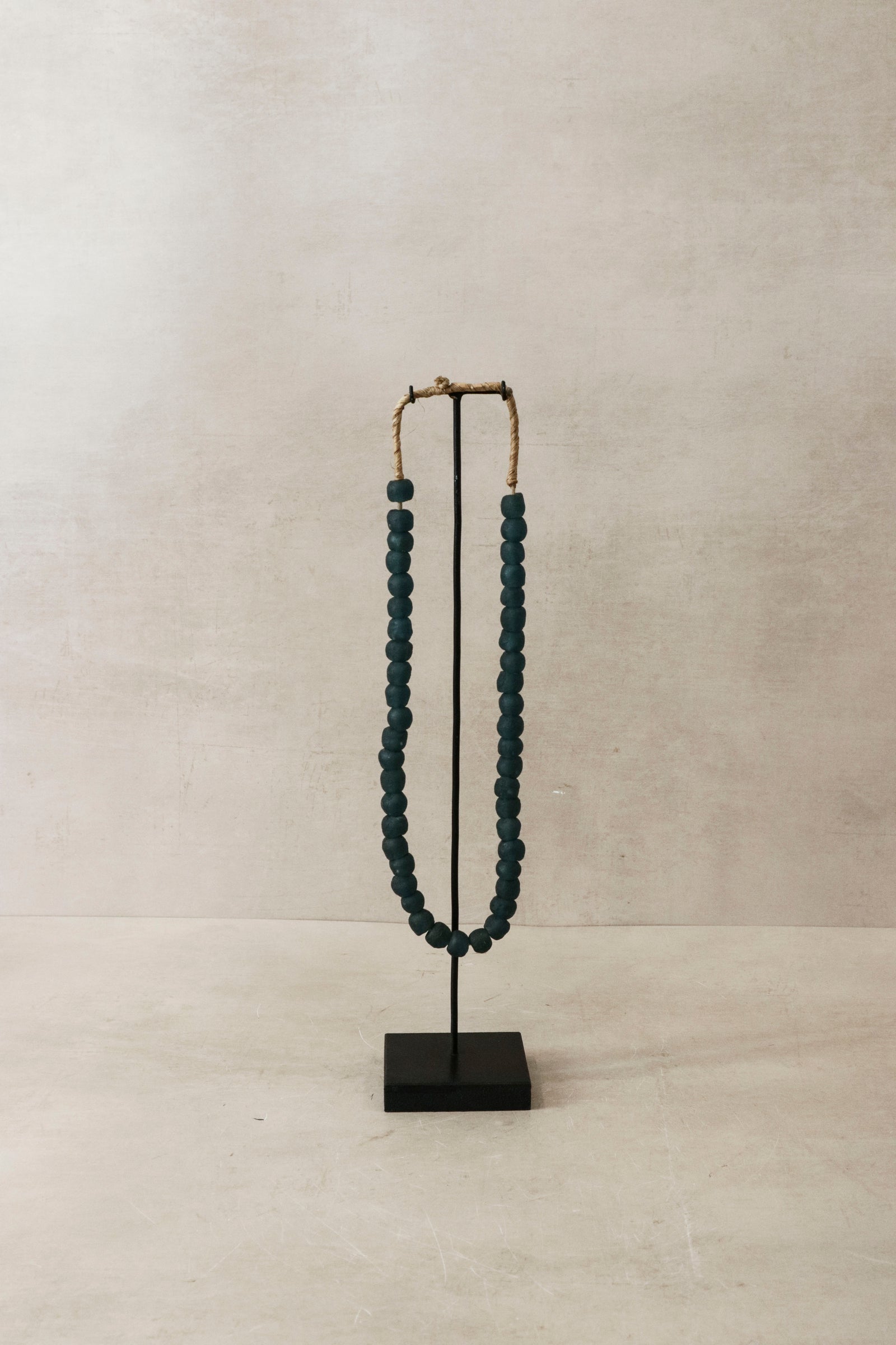 Ghana Glass Beads Necklace, Turquoise - 83.3