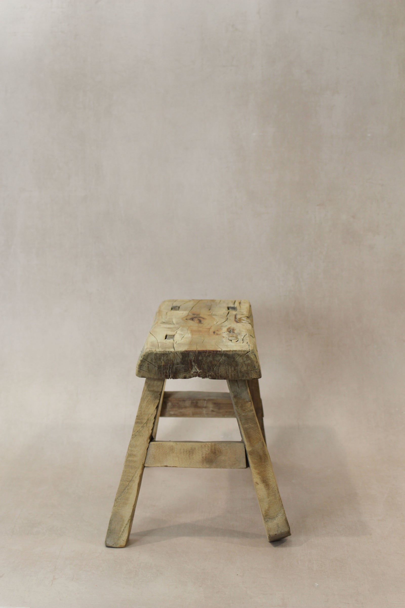 Vintage Rustic Elm Wood Stool - Small - No 22