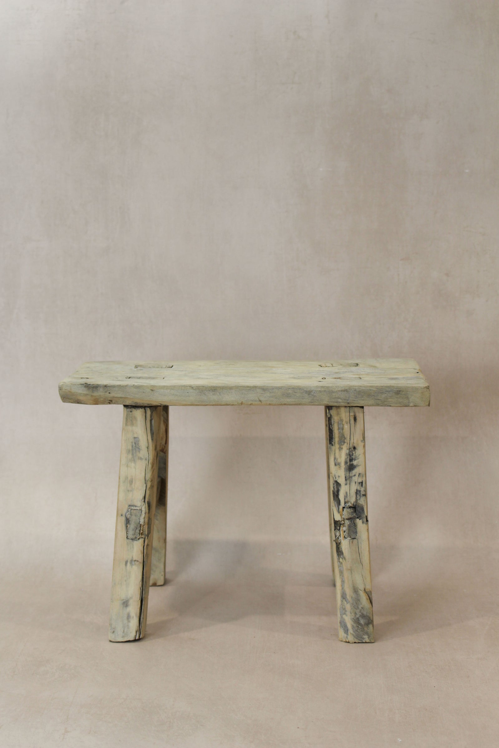 Vintage Rustic Elm Wood Stool - Small - No 23