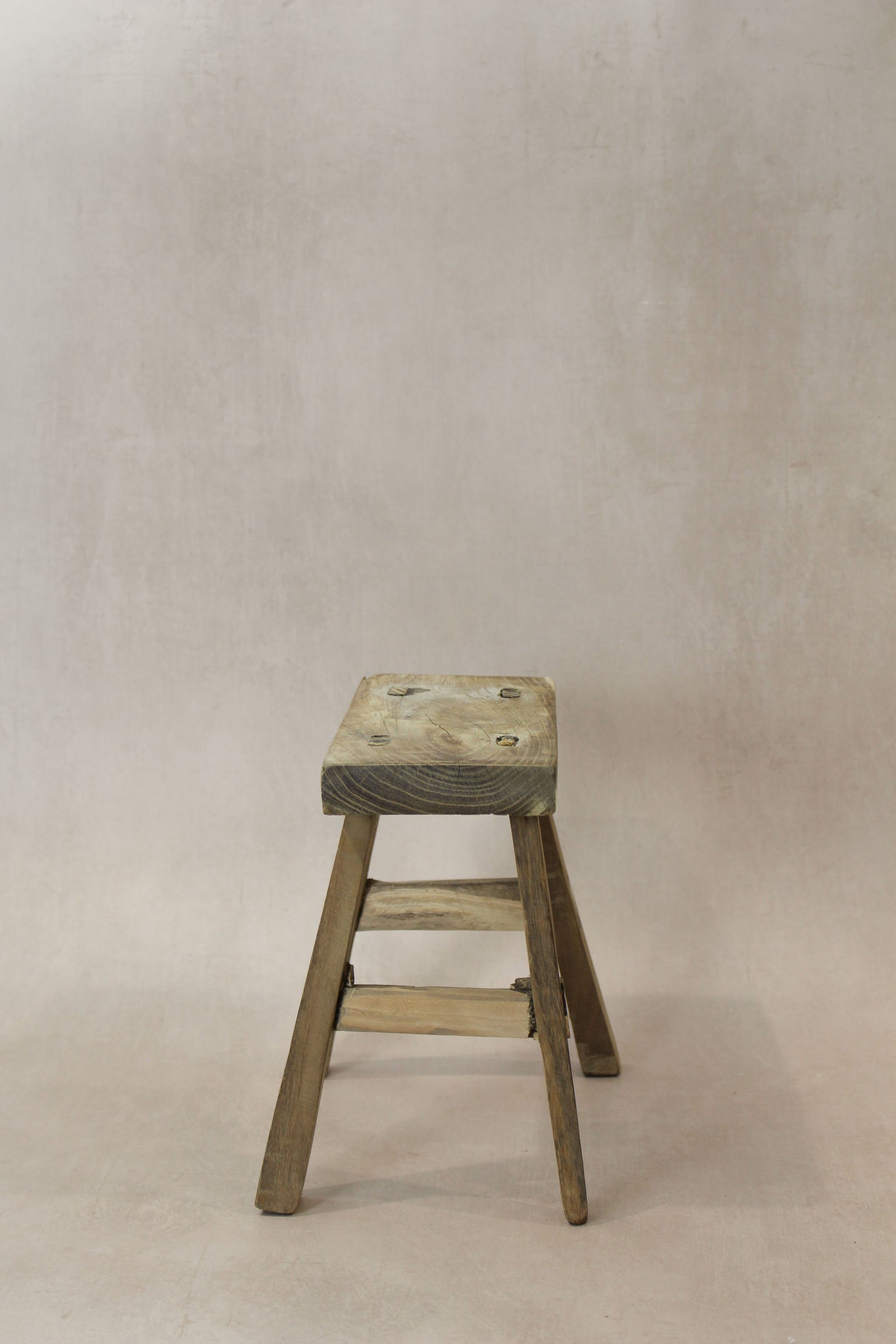 Vintage Rustic Elm Wood Stool - Small - No 24