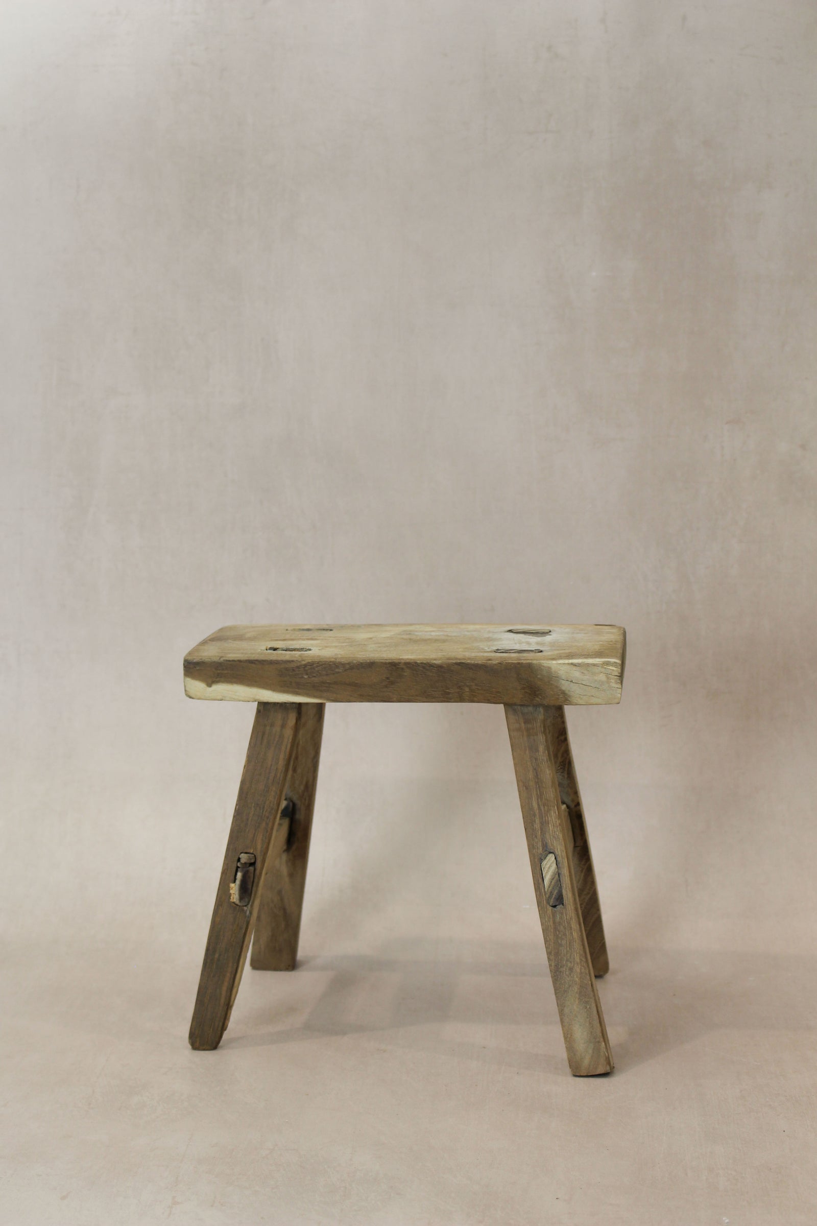 Vintage Rustic Elm Wood Stool - Small - No 24