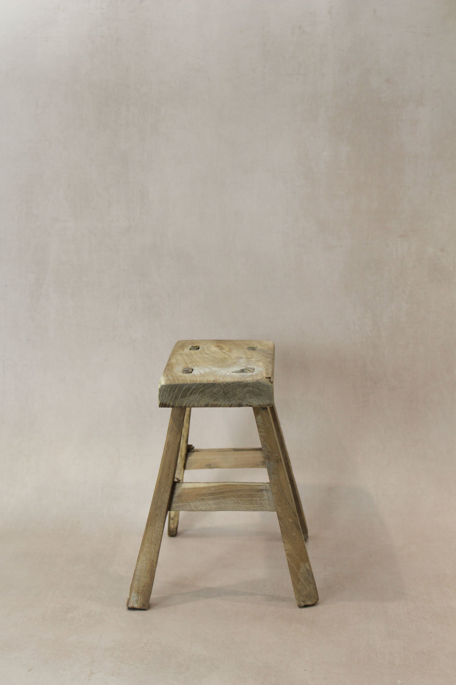 Vintage Rustic Elm Wood Stool - Small - No 24