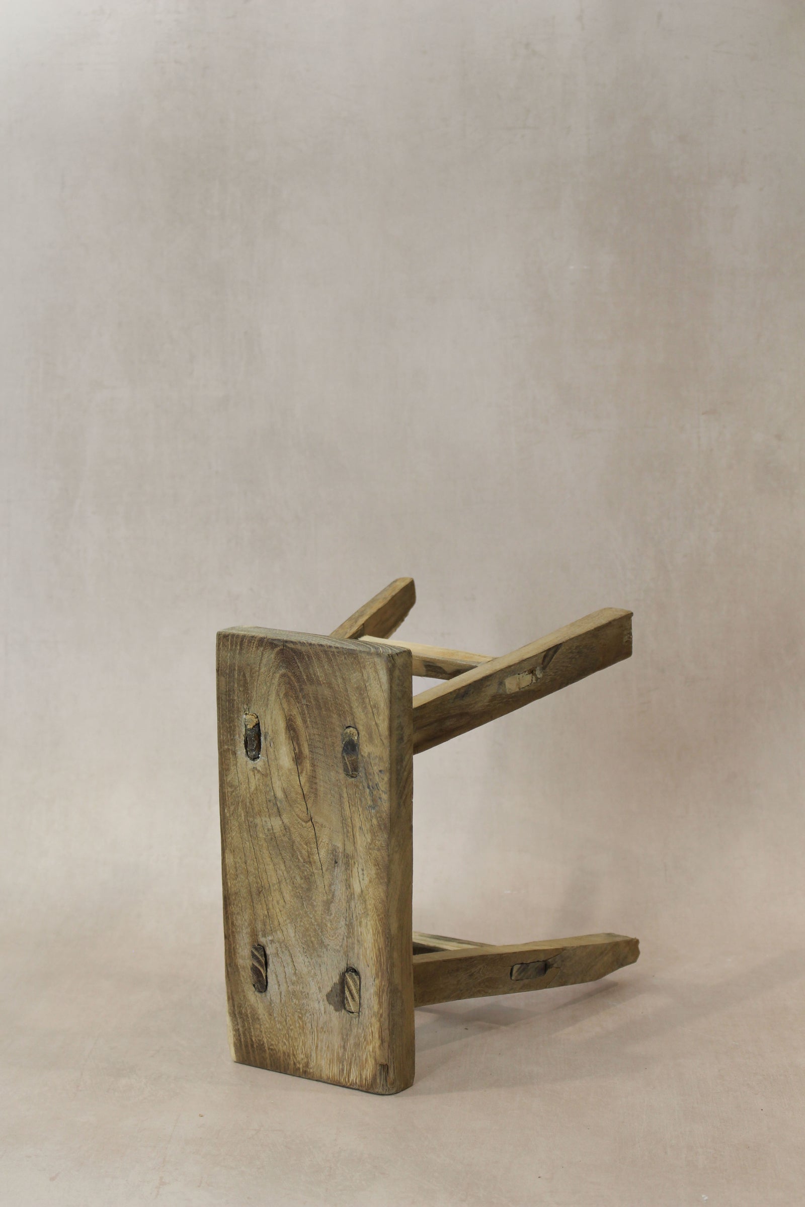 Vintage Rustic Elm Wood Stool - Small - No 24