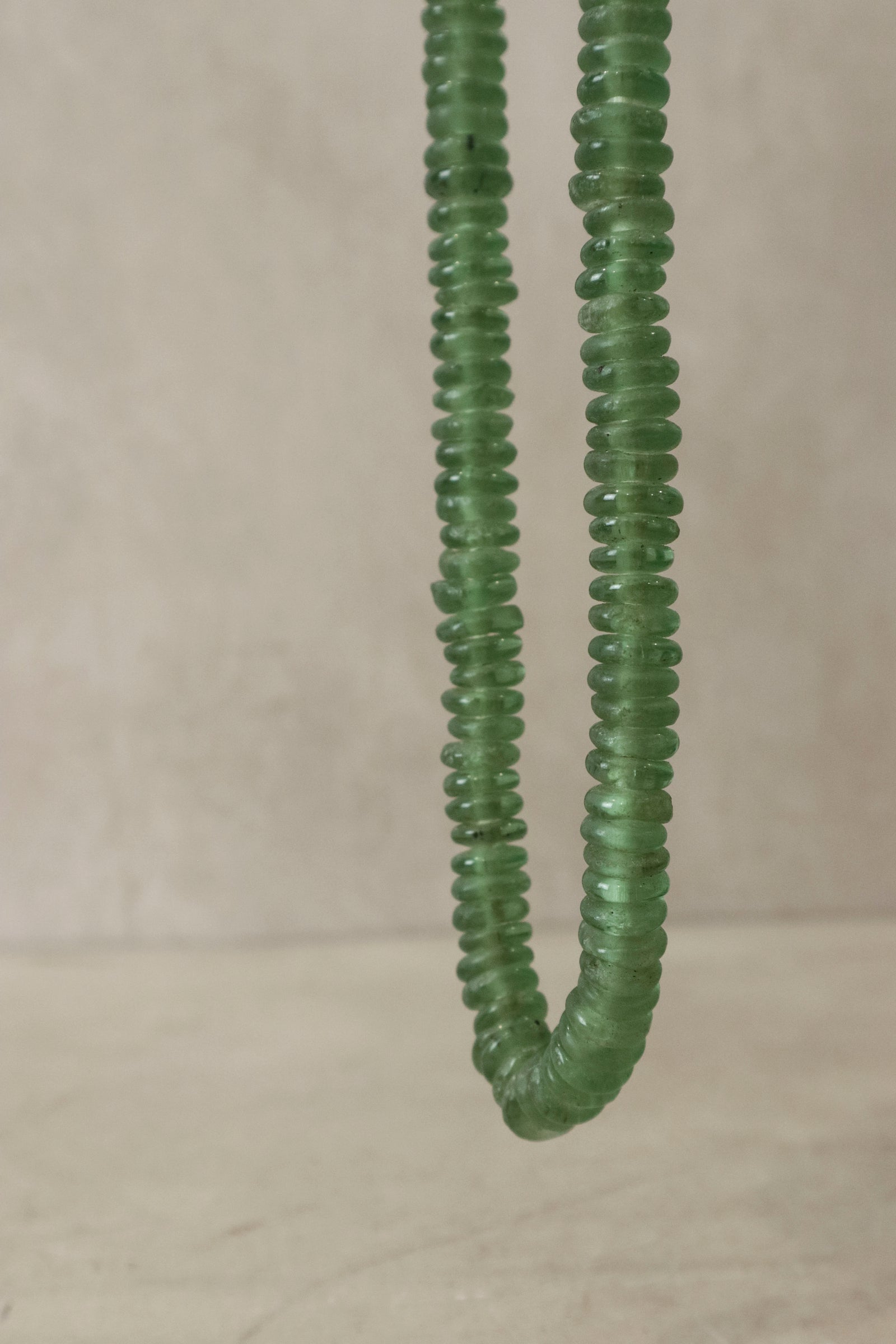 Ghana Glass Beads Necklace, Light green - 84.2