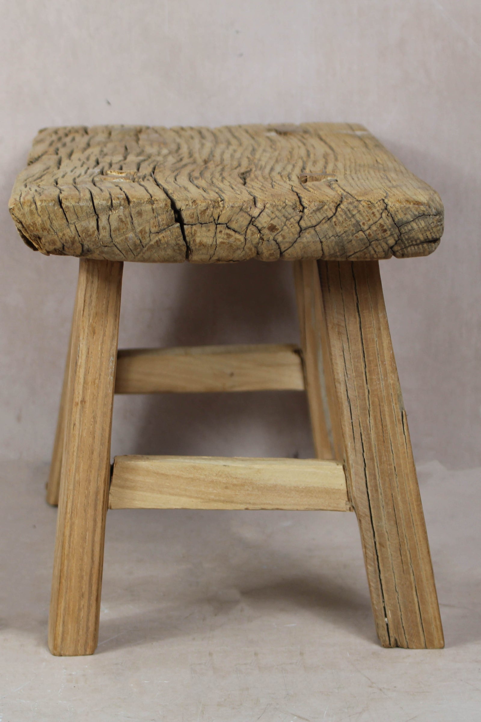 Vintage Rustic Stool Small - Elm wood - 35