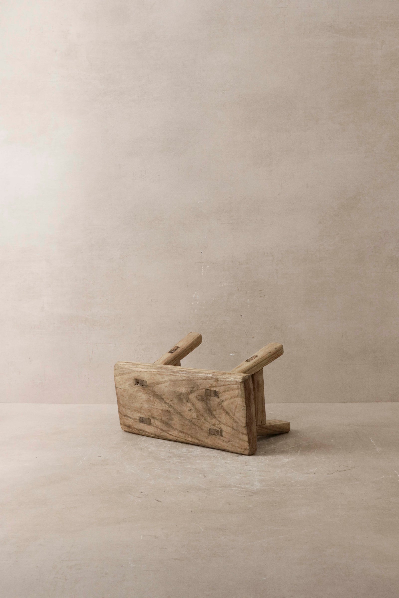 Vintage Rustic Elm Wood Stool - Small - No 9