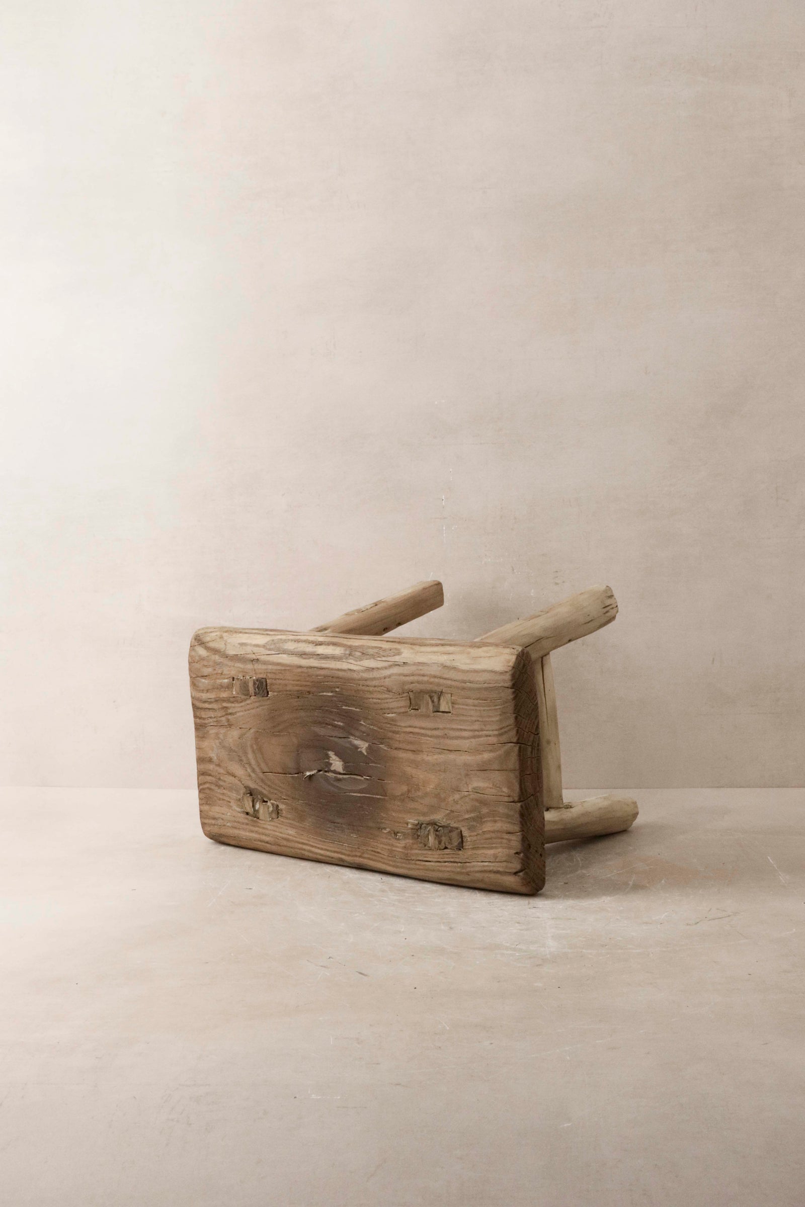 Vintage Rustic Elm Wood Stool - Small - No 11