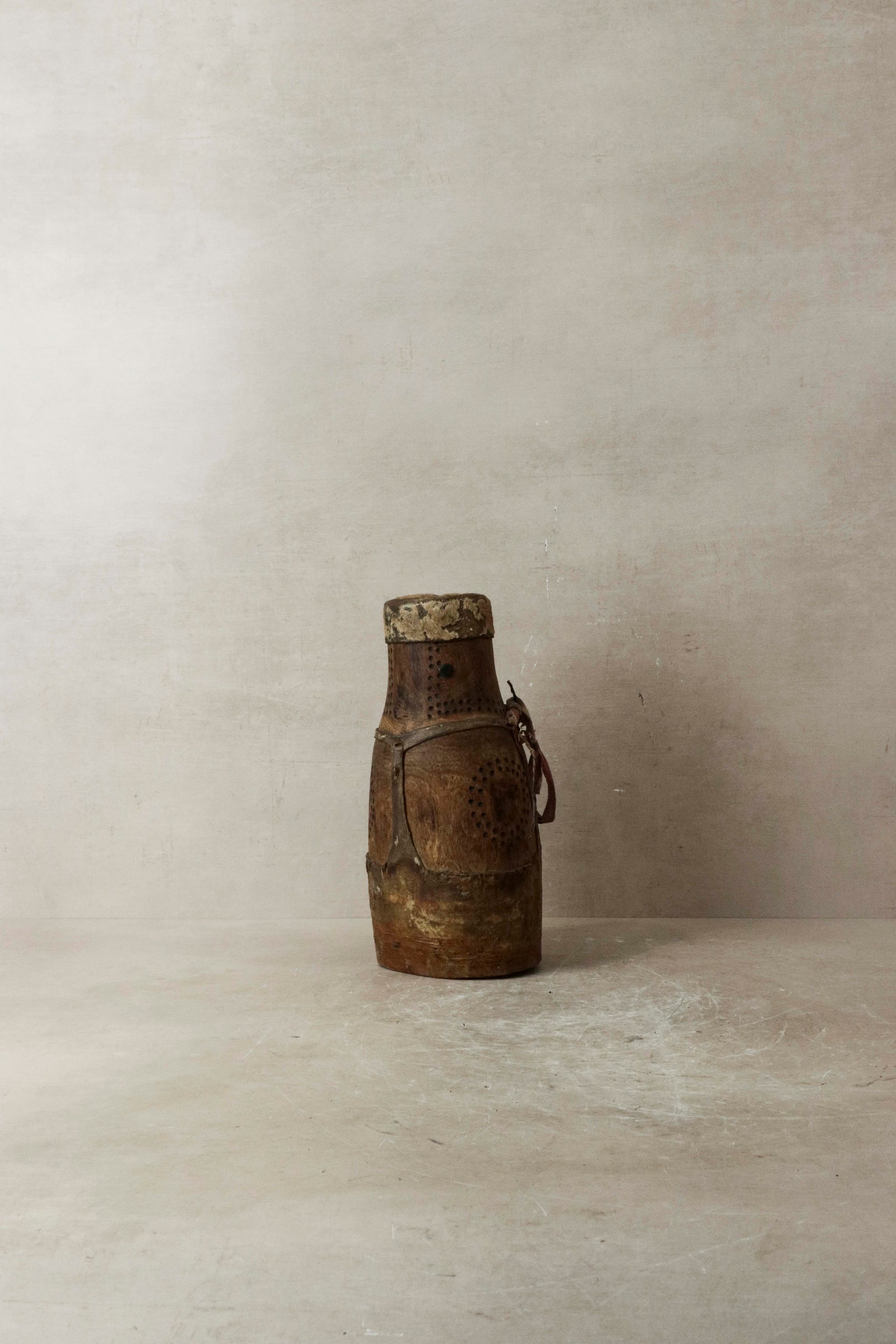 Turkana honey container — detail of the goat-leather adornments