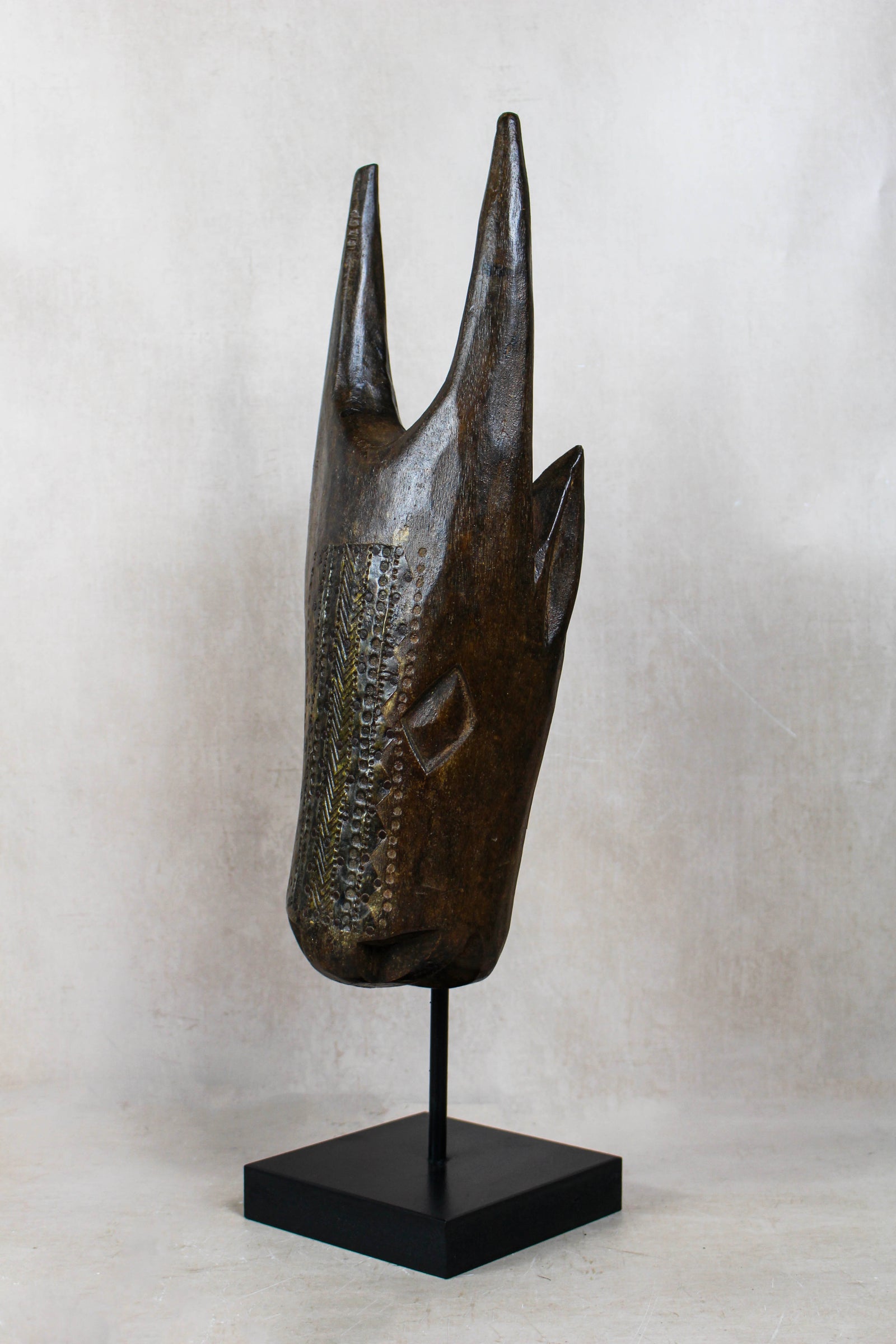 Mali Bull Mask with Repoussé Metal Work - 196.2