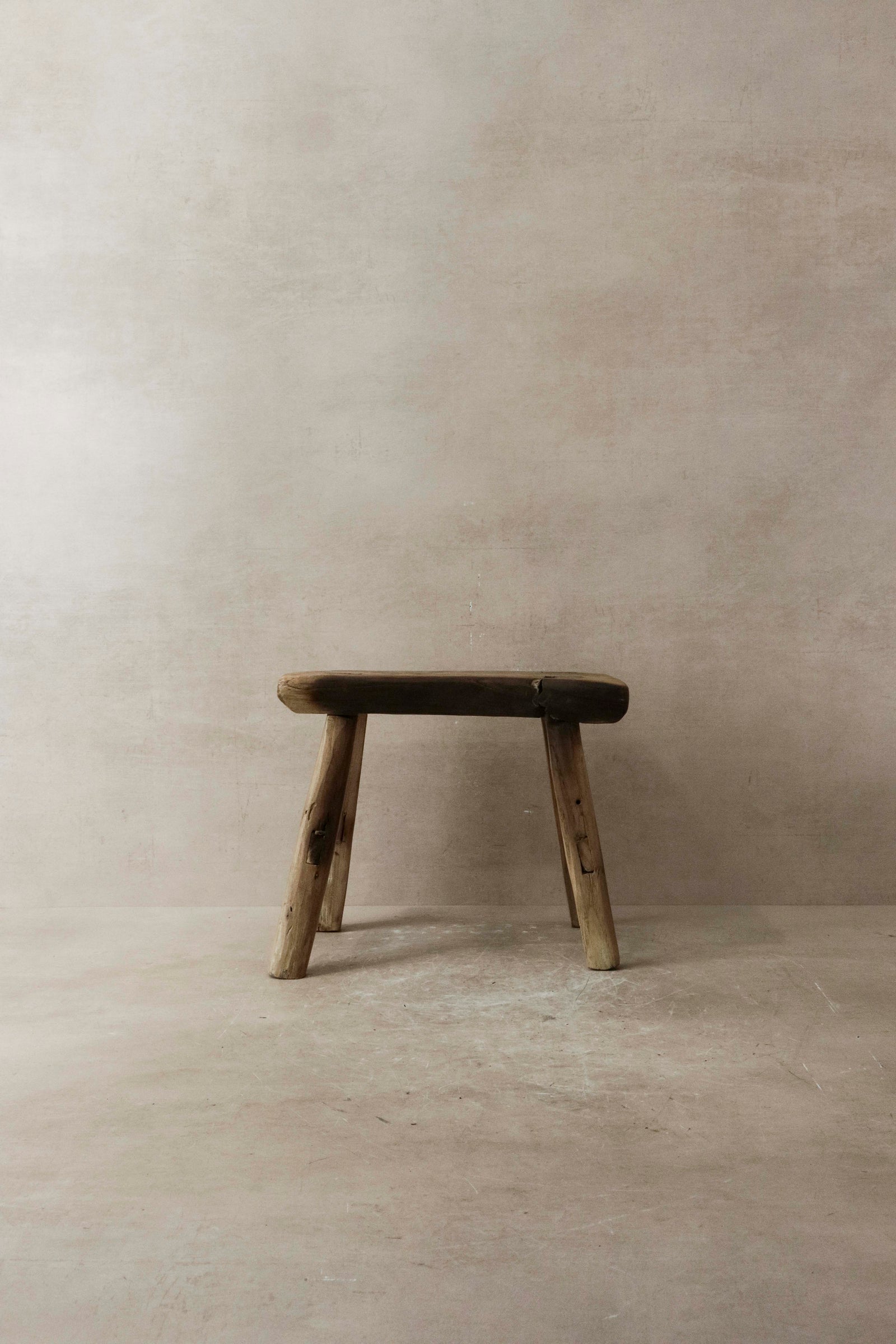 Vintage Rustic Elm Wood Stool - Small - No 15
