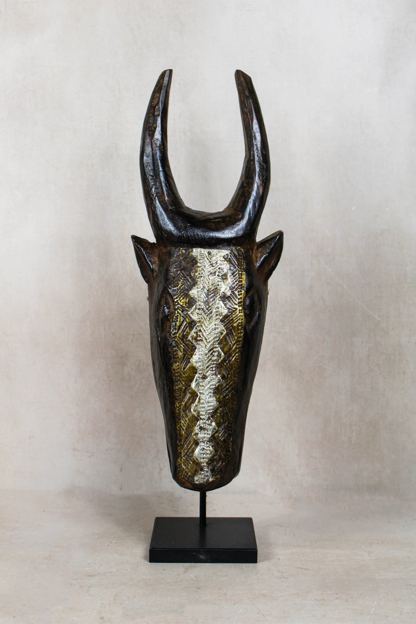 Mali Bull Mask with Repoussé Metal Work - 196.4