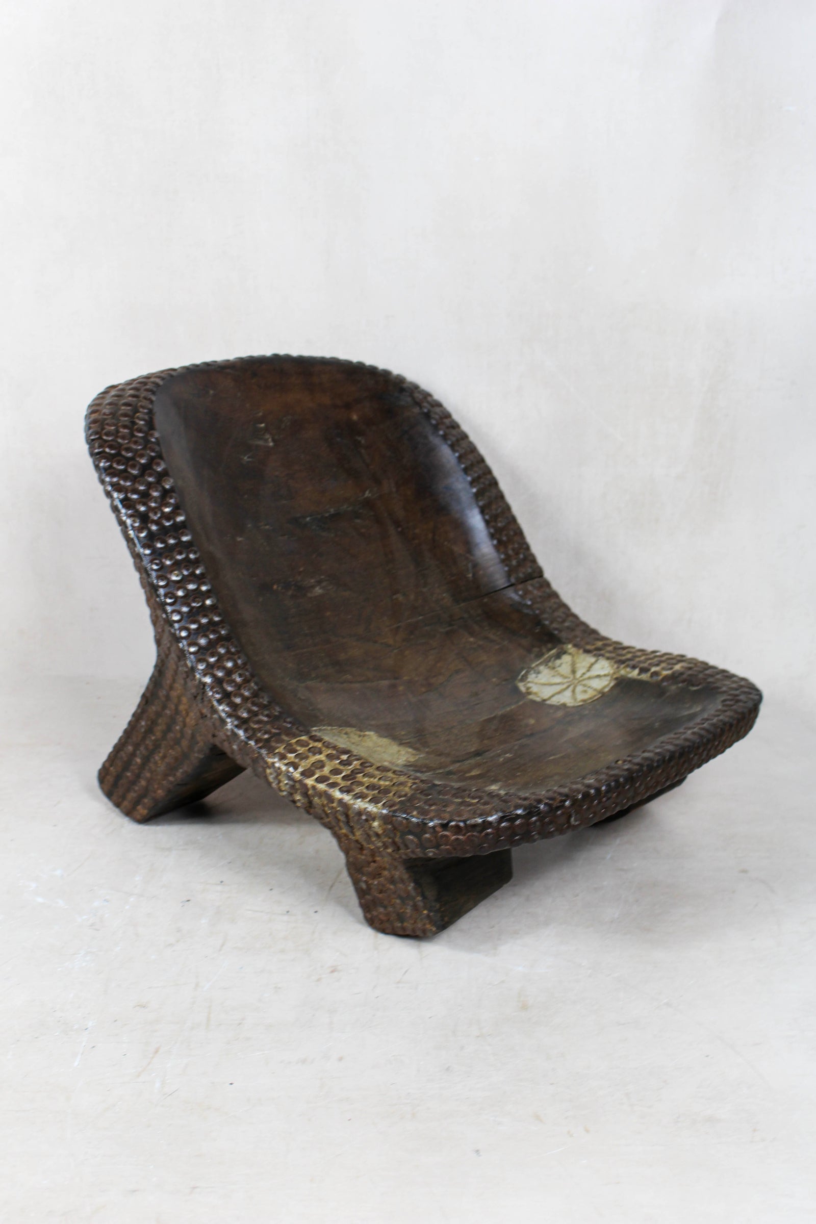 Vintage Ngombe Wood Stool DRC 221.1