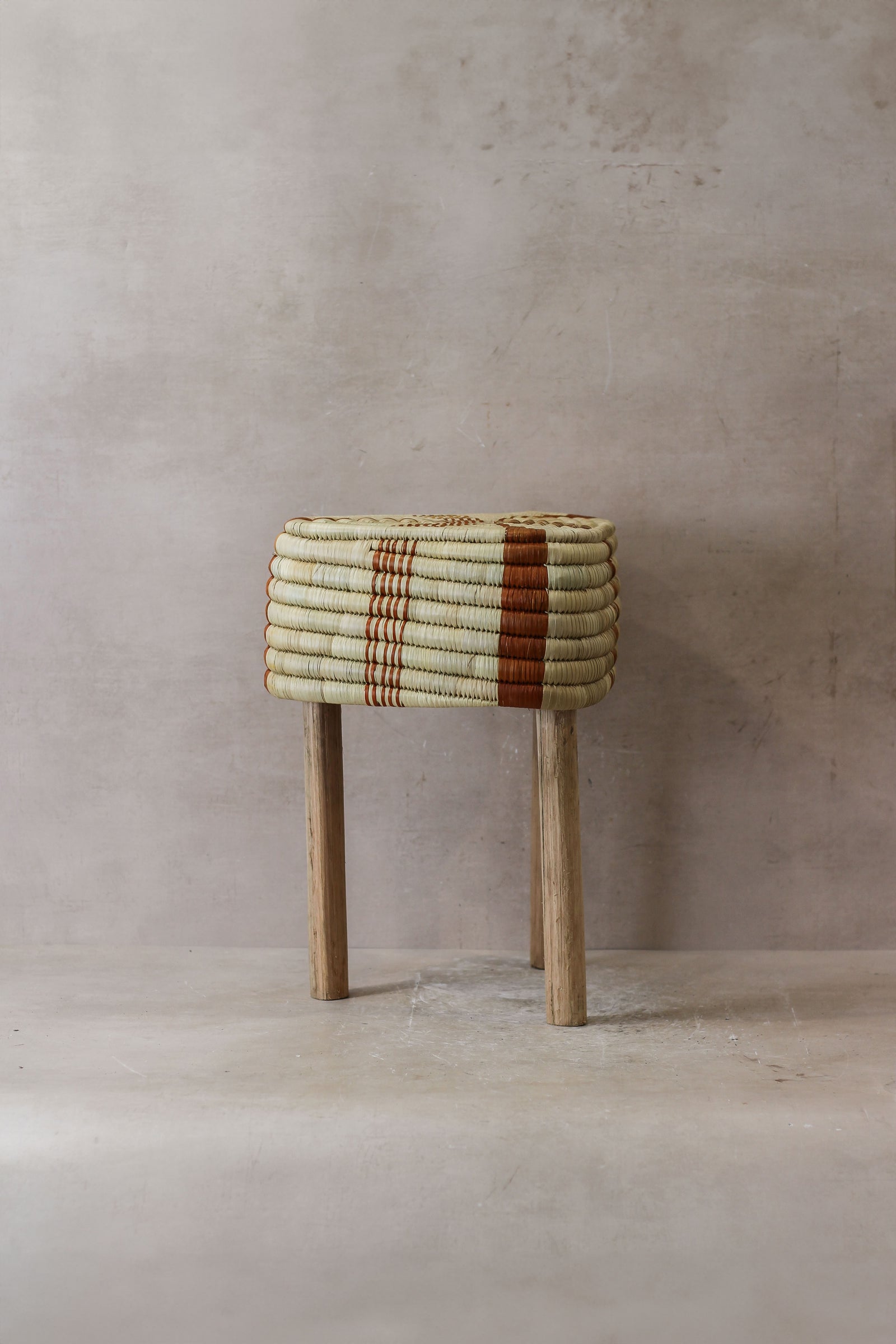 Woven Stool Orange — another view