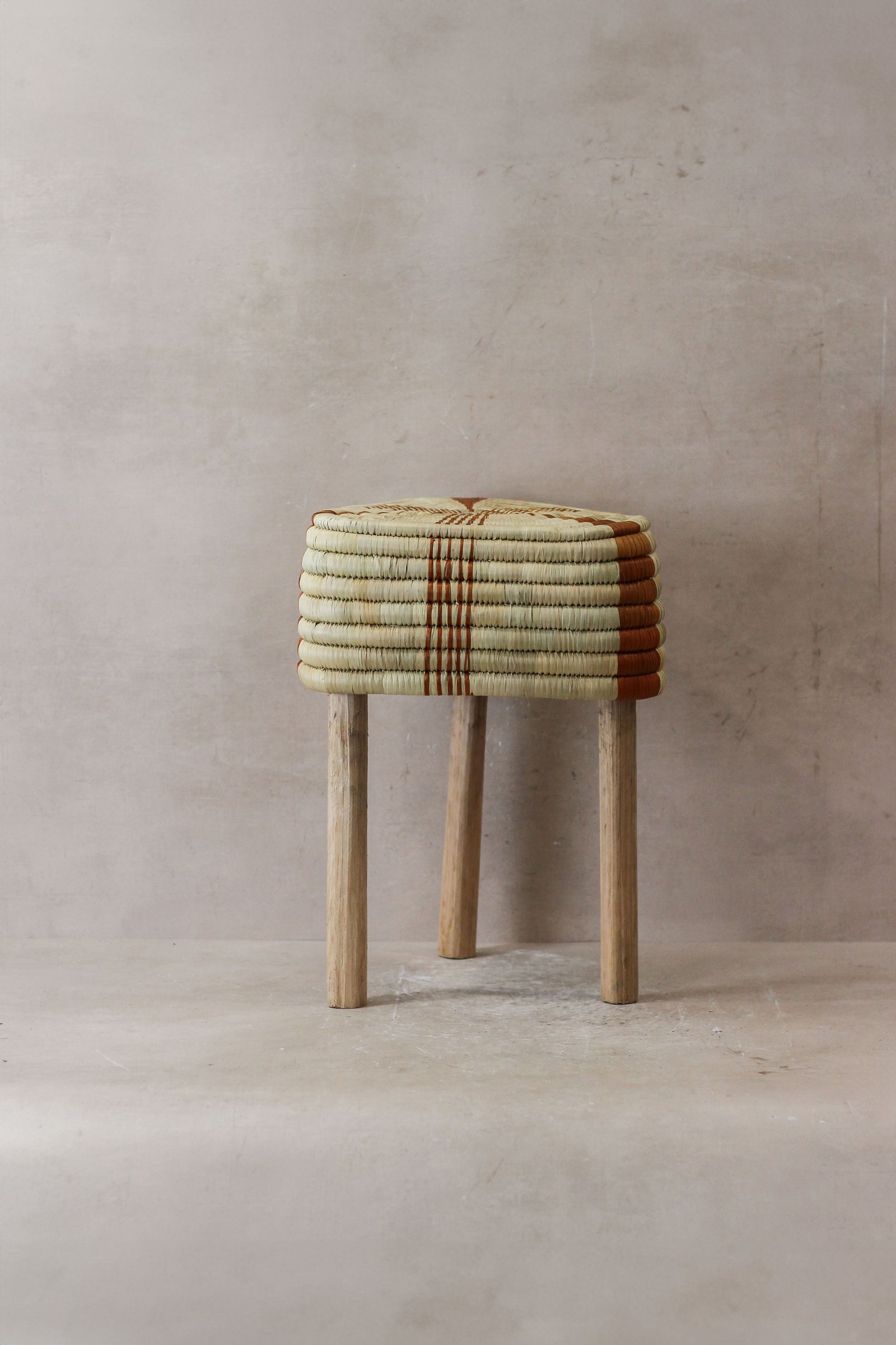 Woven Stool Orange — side view