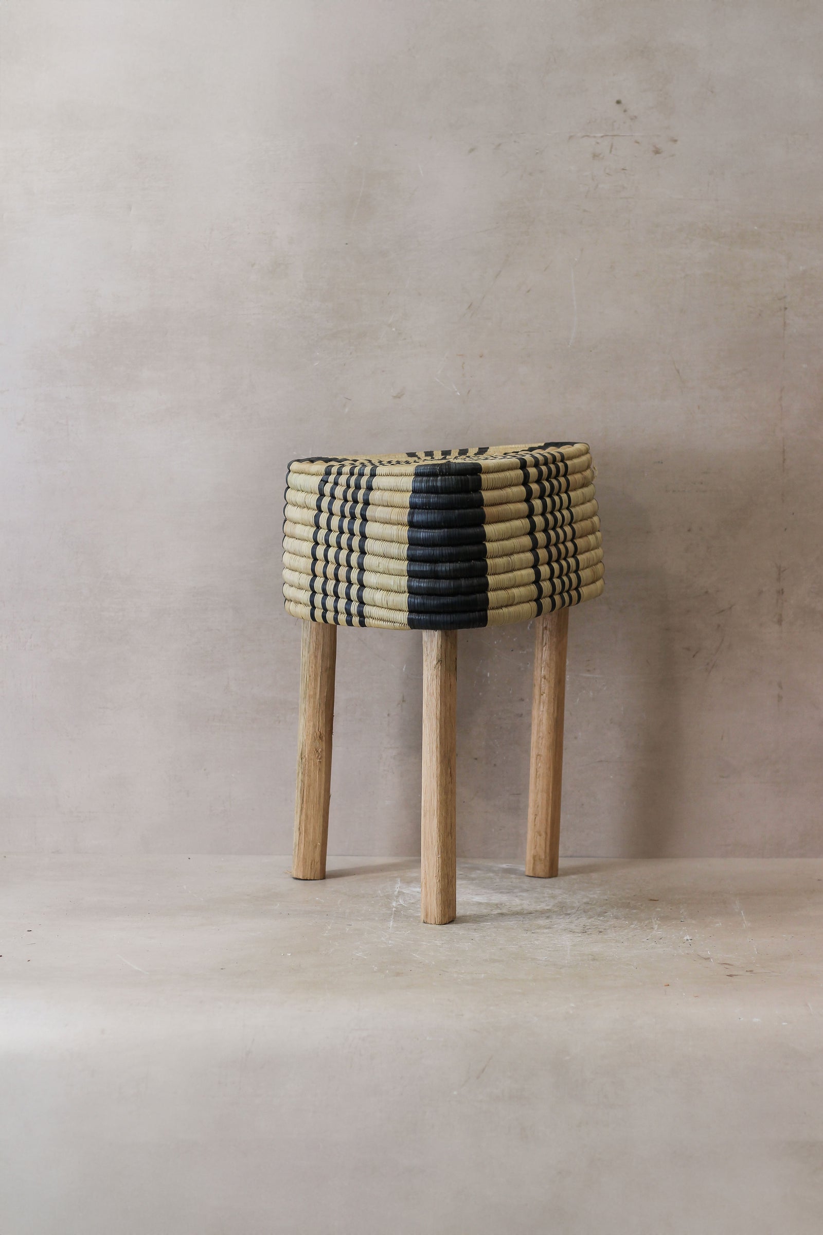 Woven Stool Black — another view