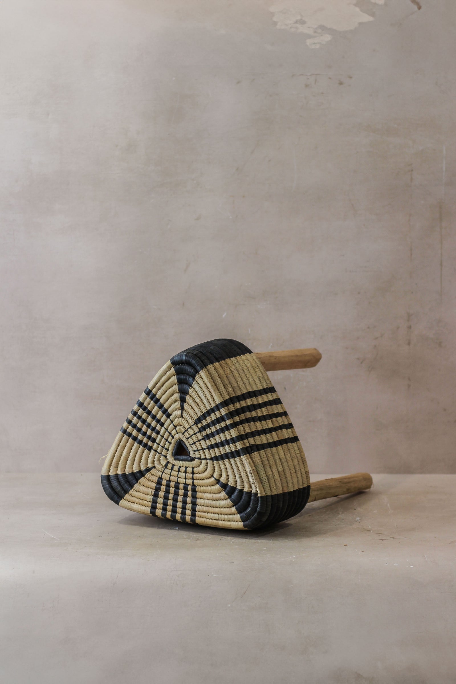 Woven Stool Black — detail view