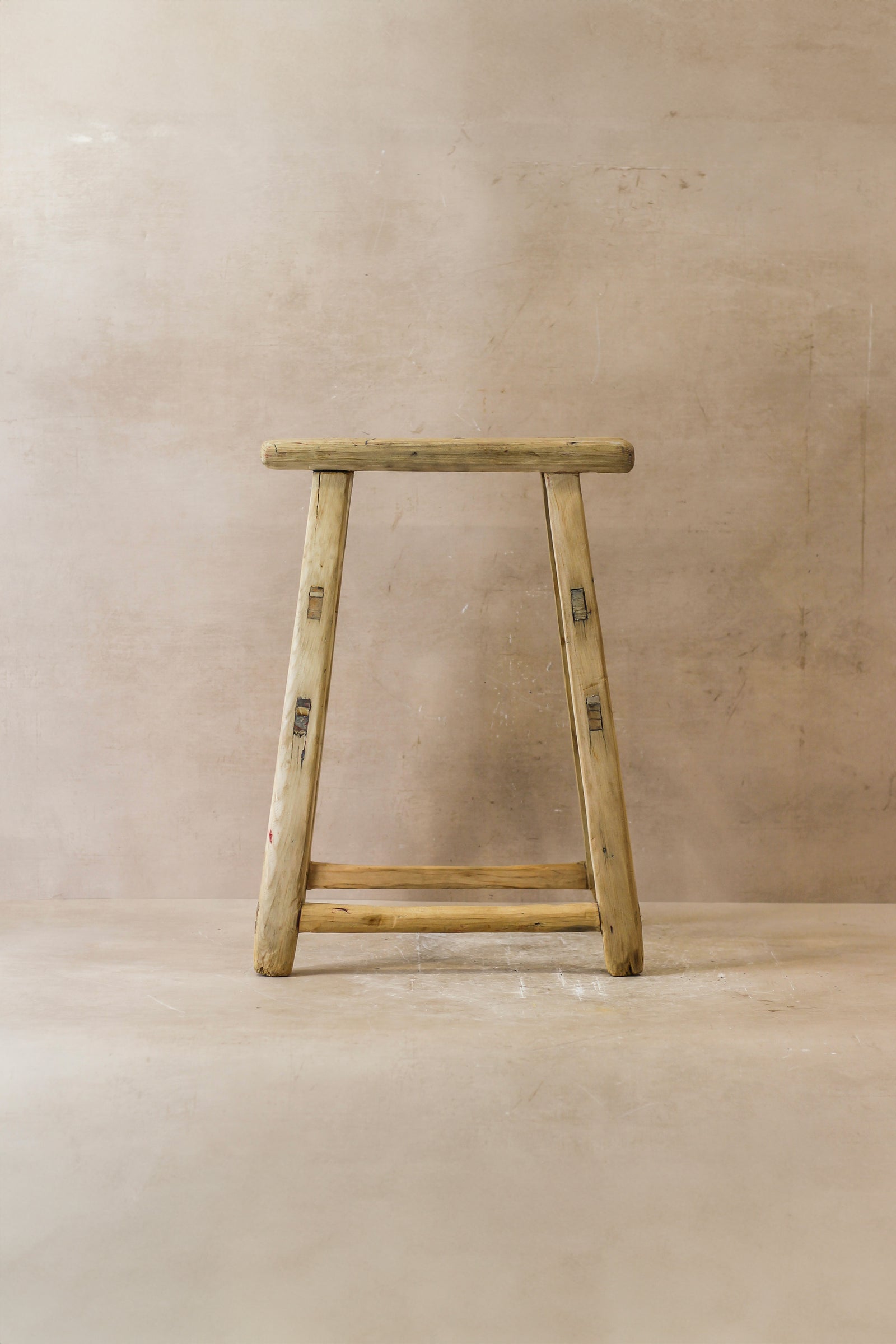 Vintage Rustic Elm Wood Stool - Medium - No 46