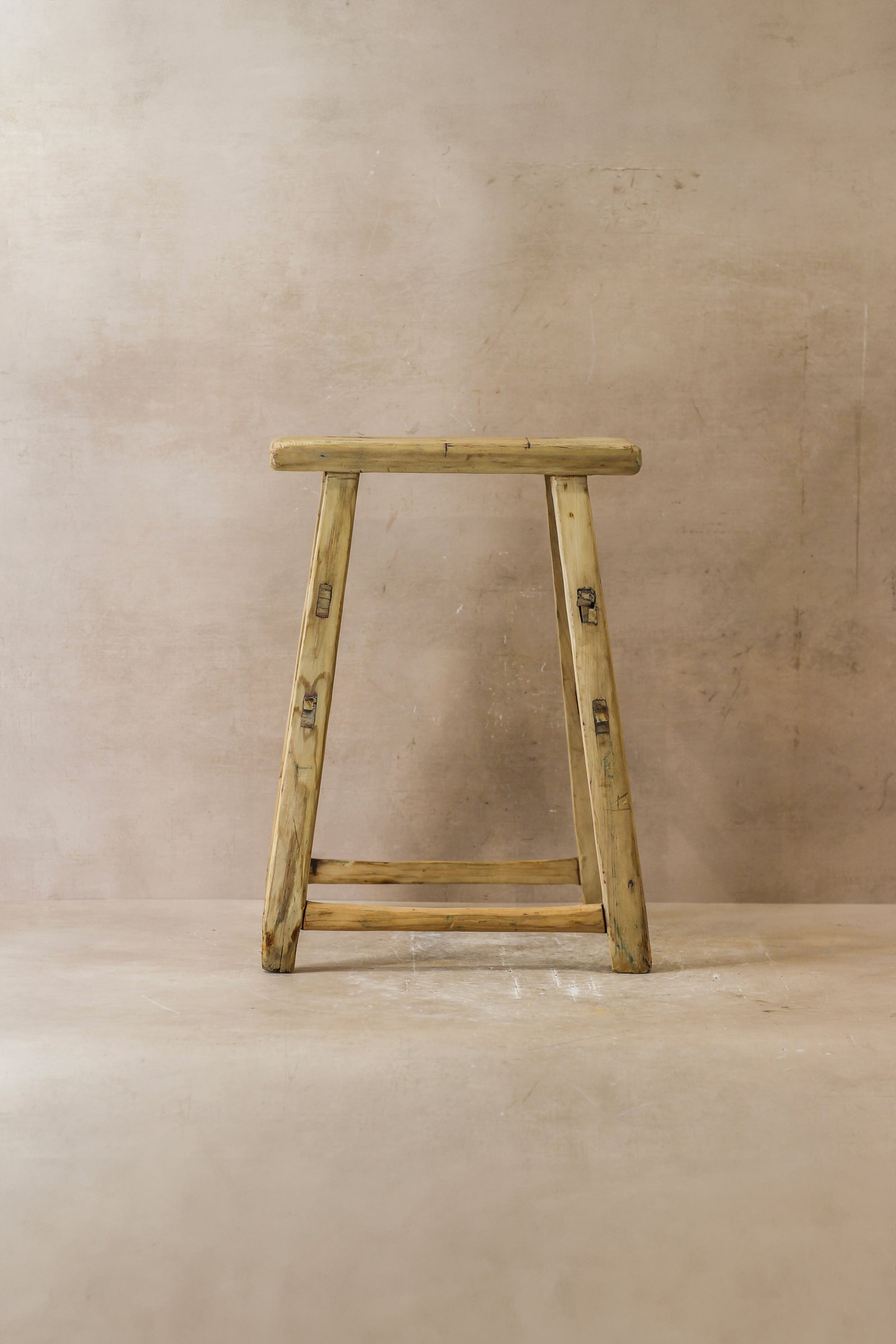 Vintage Rustic Elm Wood Stool - Medium - No 46
