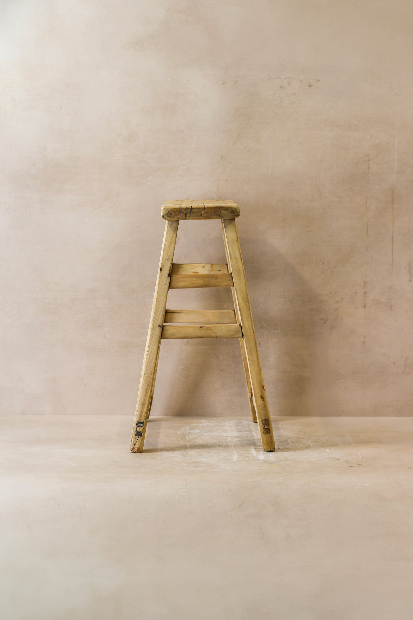 Vintage Rustic Elm Wood Stool - Medium - No 46