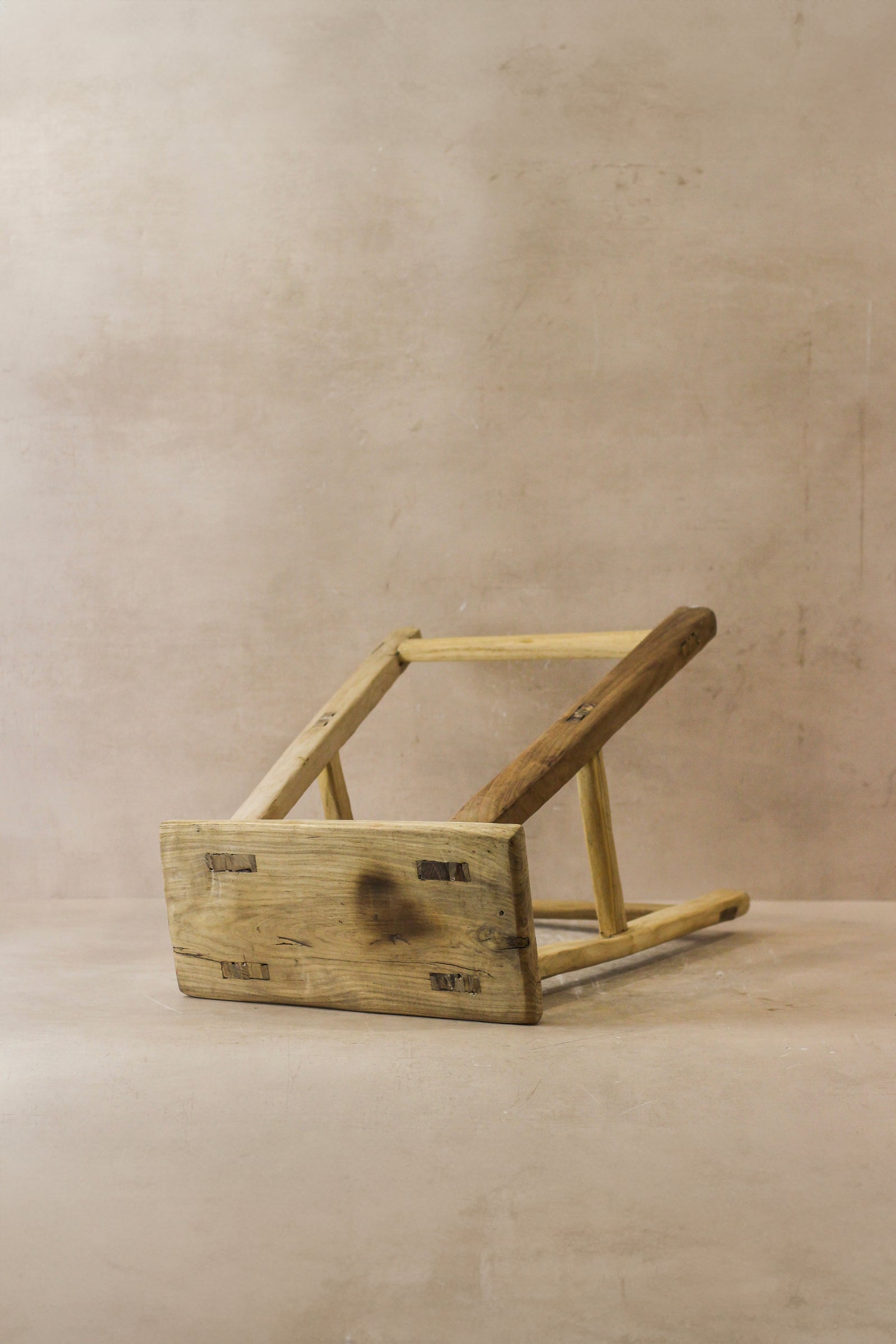 Vintage Rustic Elm Wood Stool - Medium - No 47