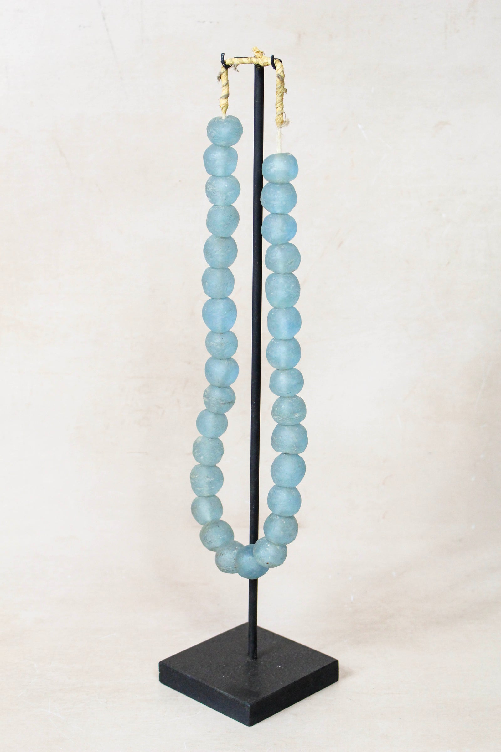 Ghana Glass Beads Necklace, Light blue - 85.5