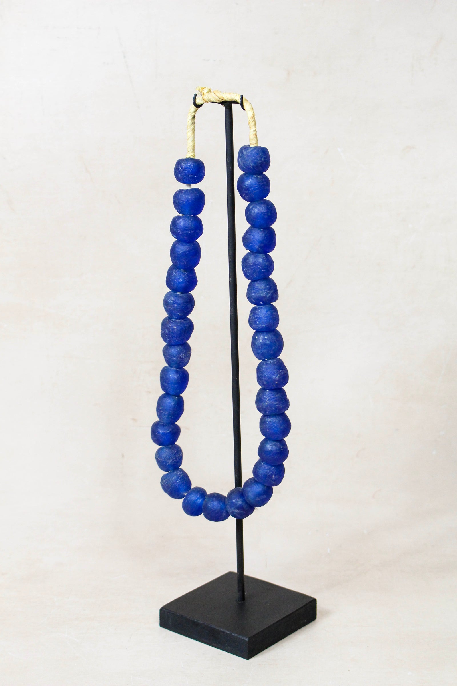 Ghana Glass Beads Necklace, Dark blue - 85.8