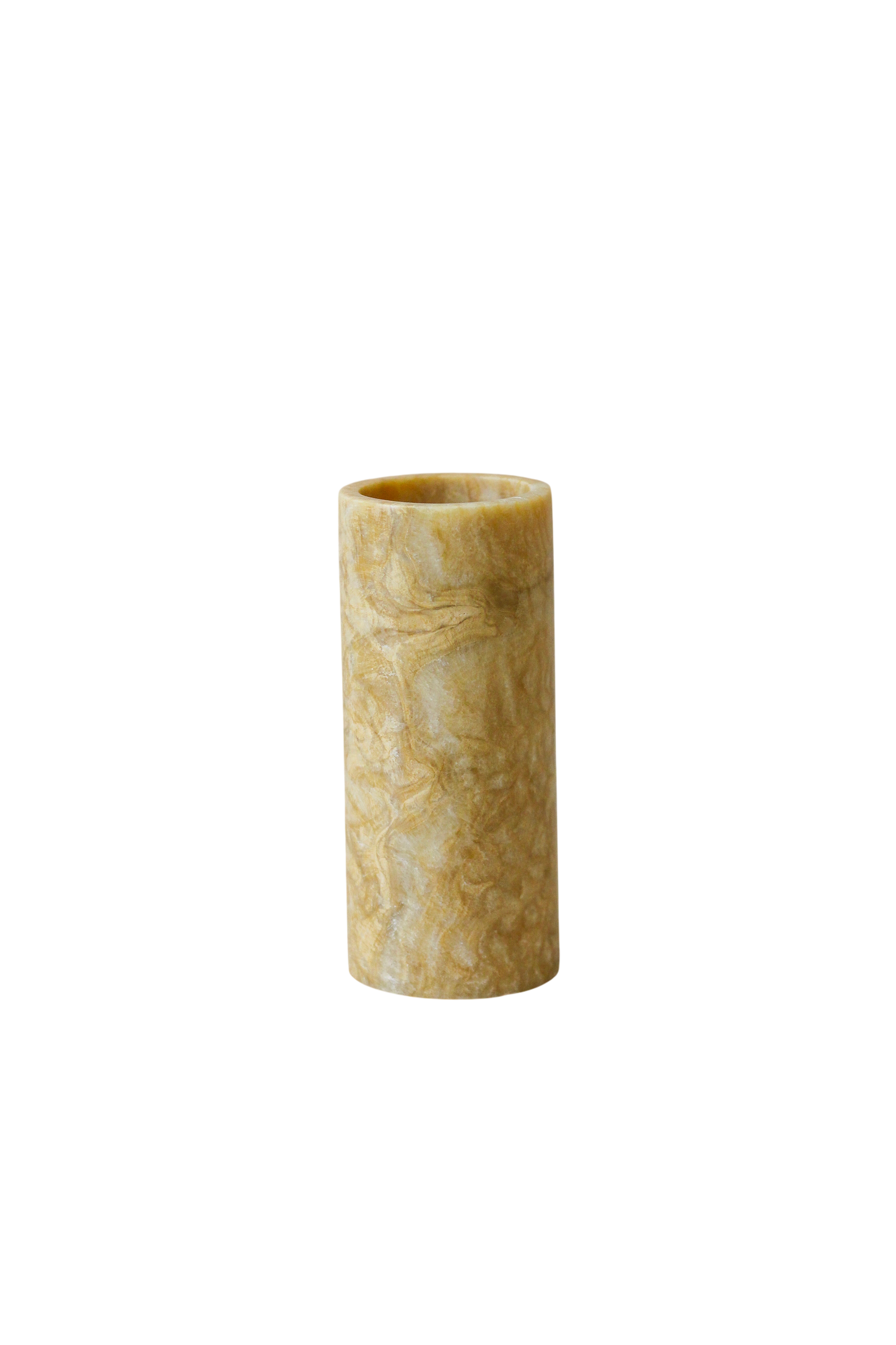 Golden honey onyx tealight holder with warm amber veining