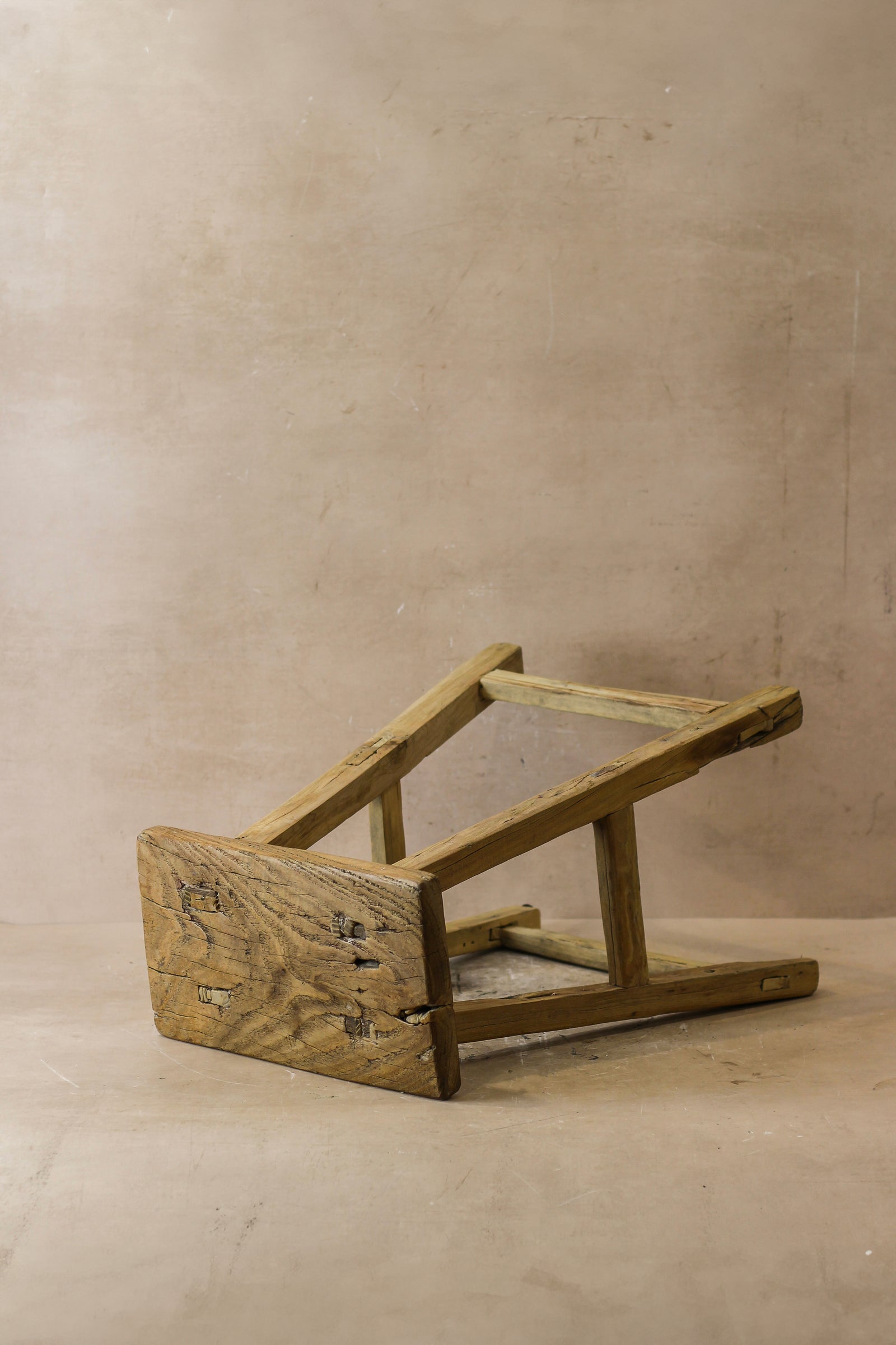 Vintage Rustic Elm Wood Stool - Medium - No 50