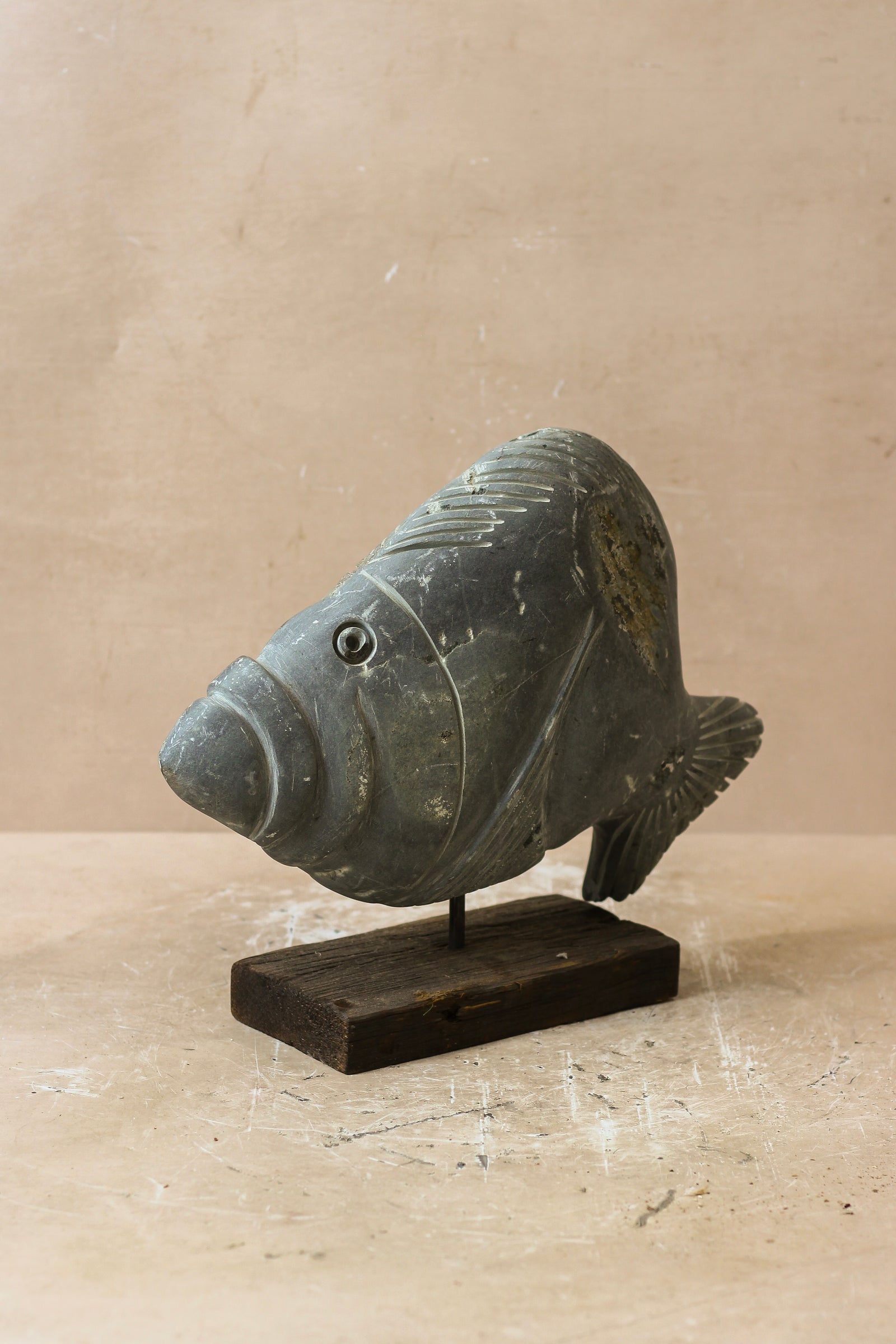 Stone Fish Sculpture - Zimbabwe - 35.6
