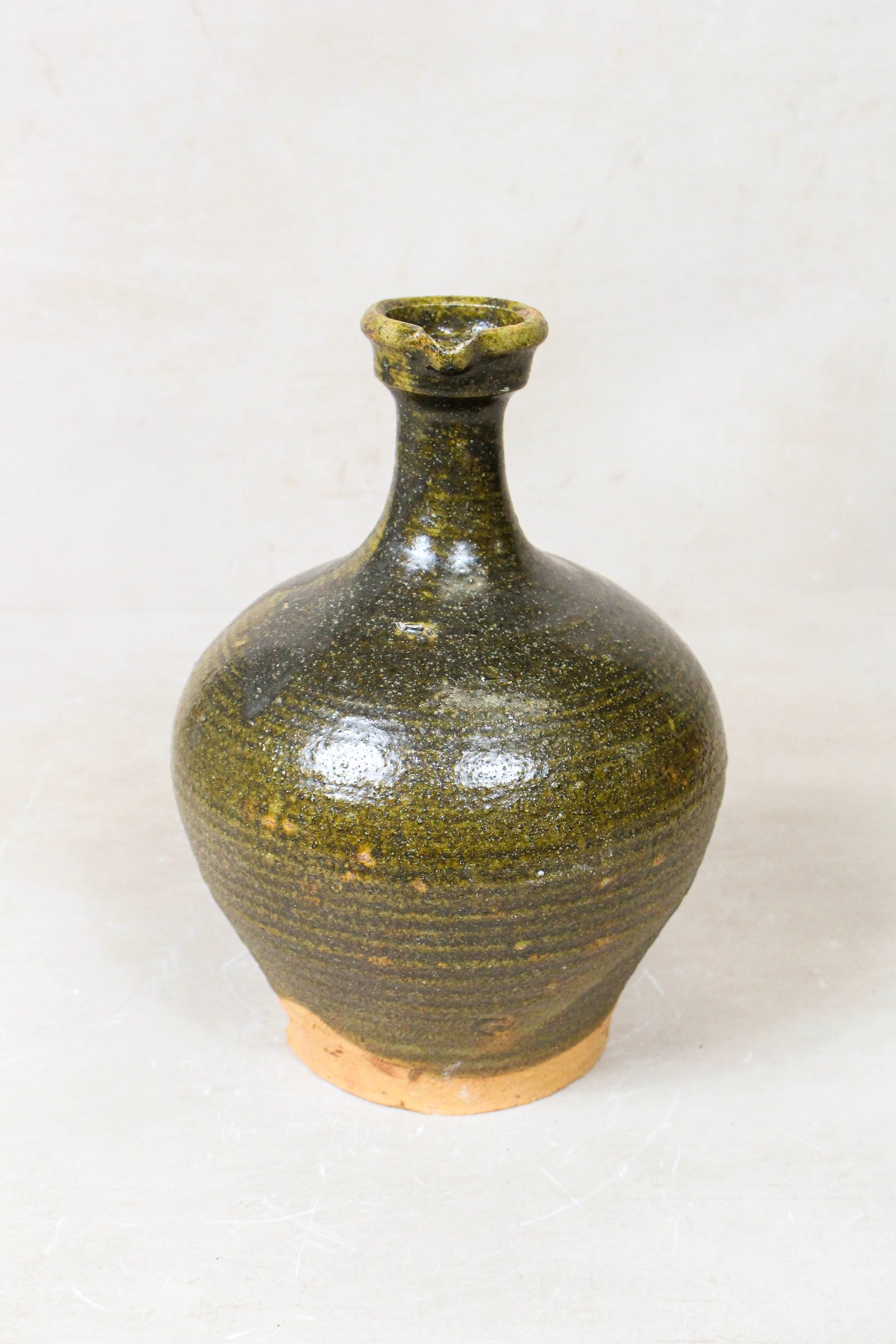 Antique 1920s Asian glazed rice-wine bottle vase, 28cm high