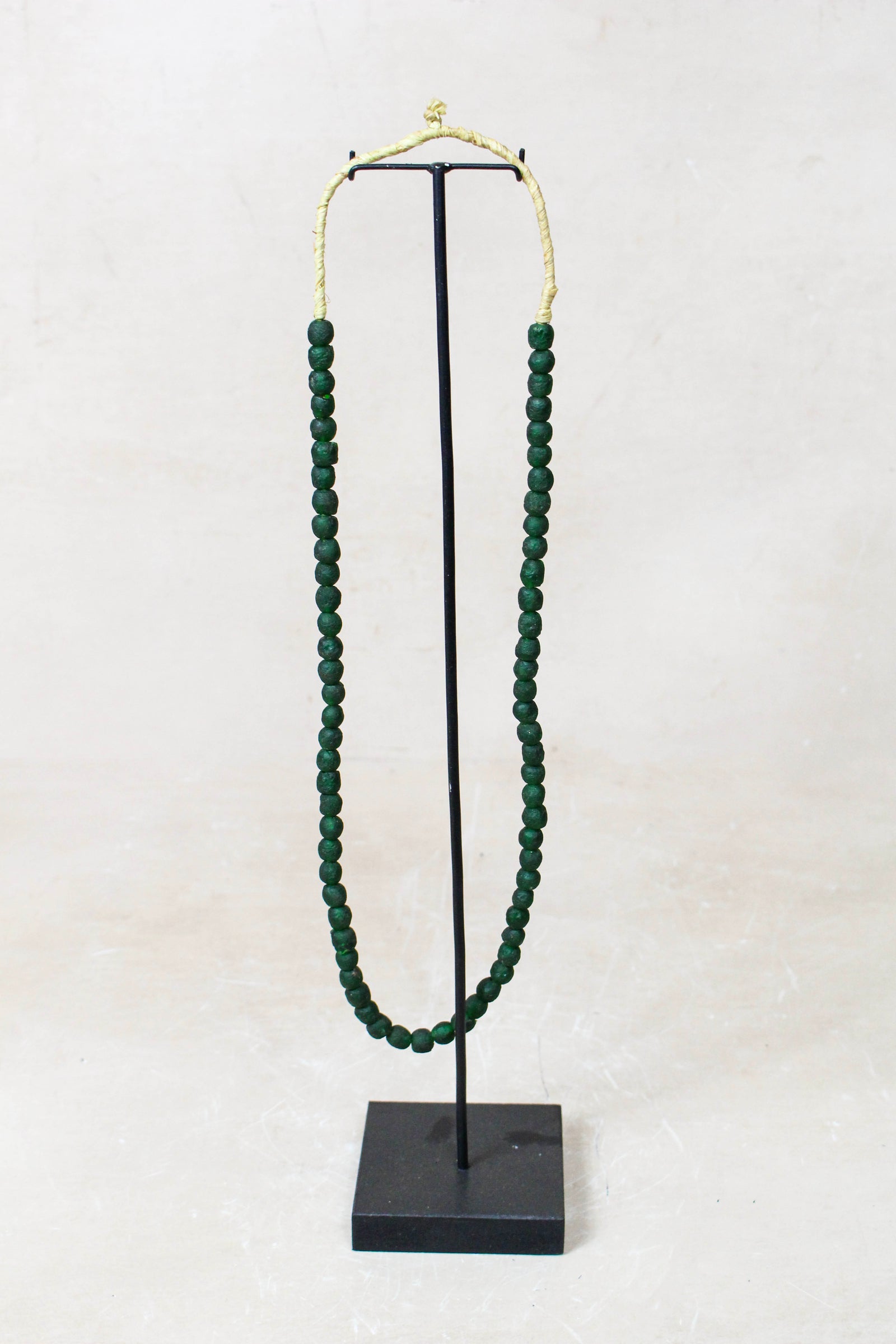 Ghana Glass Beads Necklace, Dark Green - 214.1