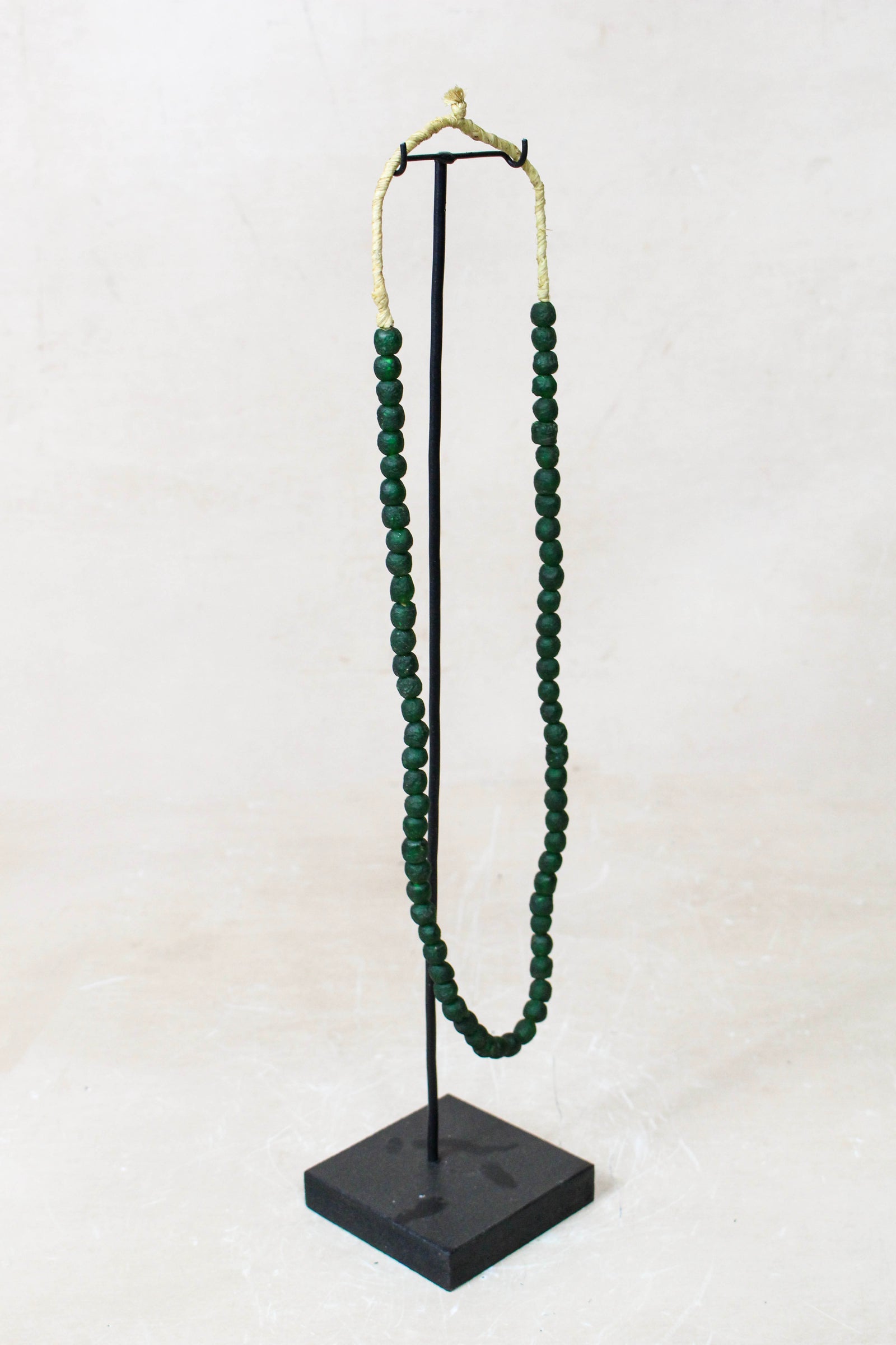 Ghana Glass Beads Necklace, Dark Green - 214.1