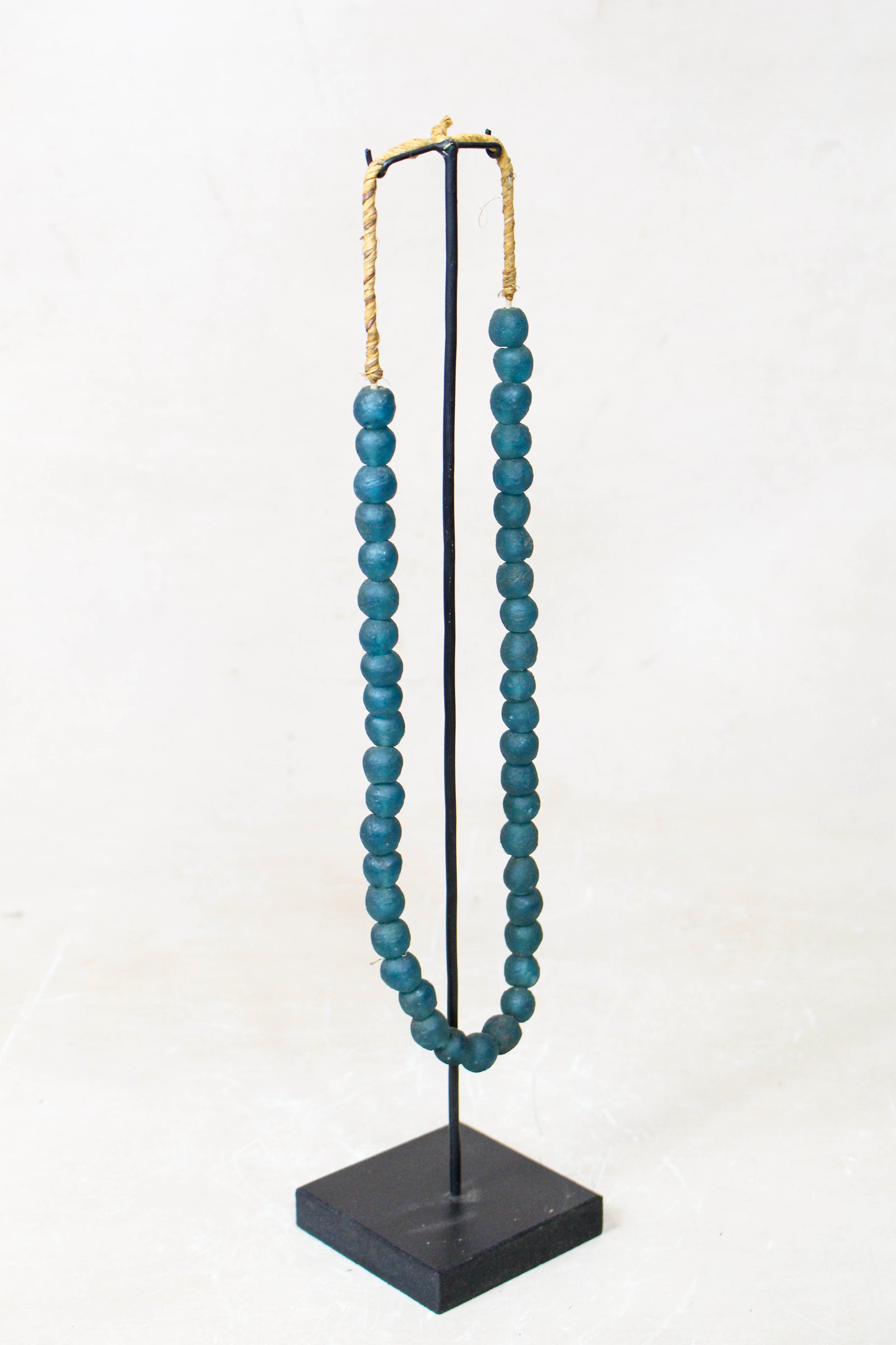 Ghana Glass Beads Necklace, Dark Teal - 85.13
