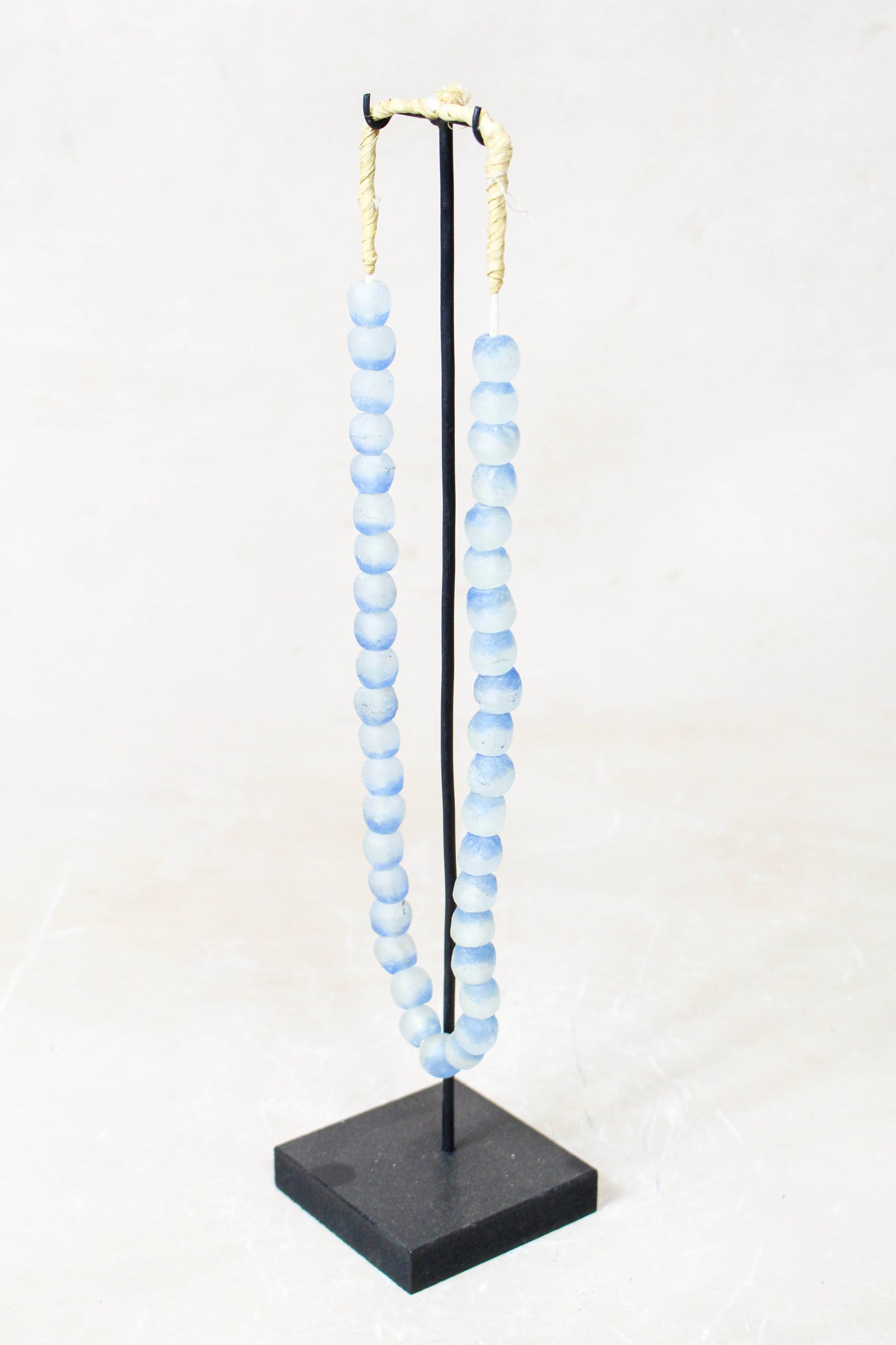 Ghana Glass Beads Necklace, Blue and White - 85.14