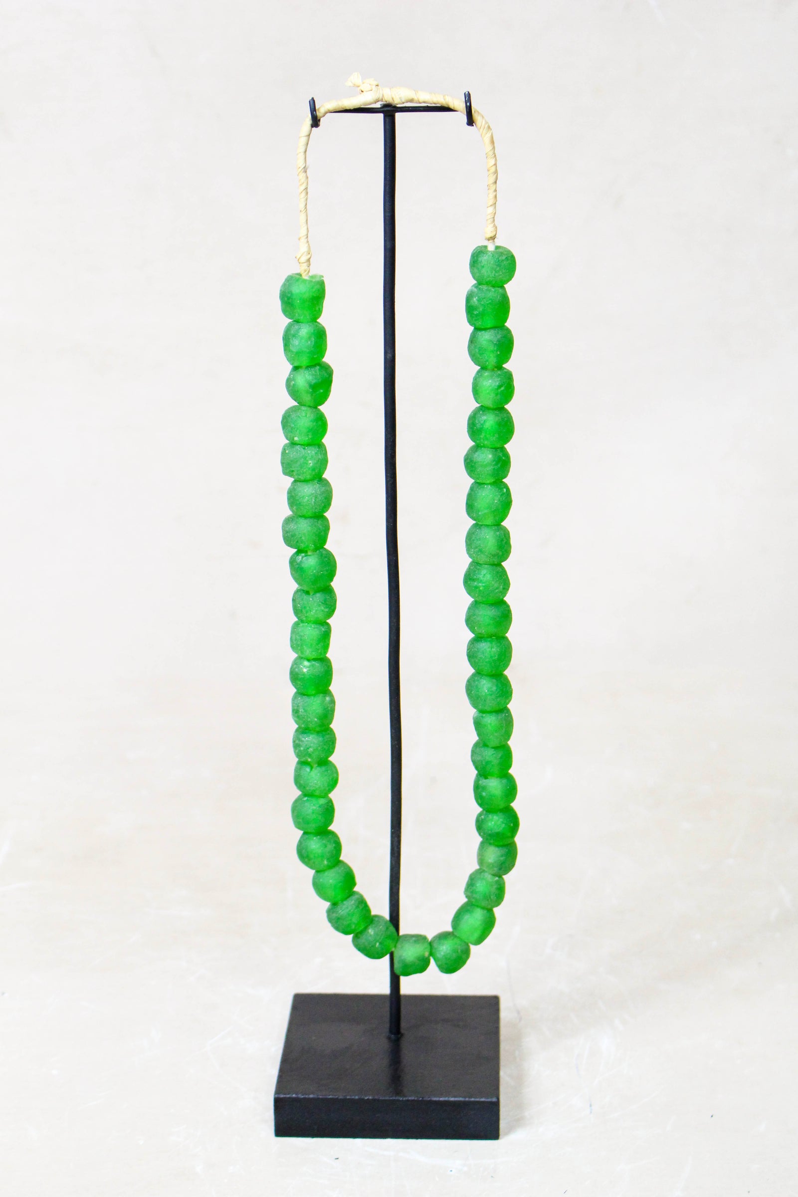 Ghana Glass Beads Necklace, Green - 85.15